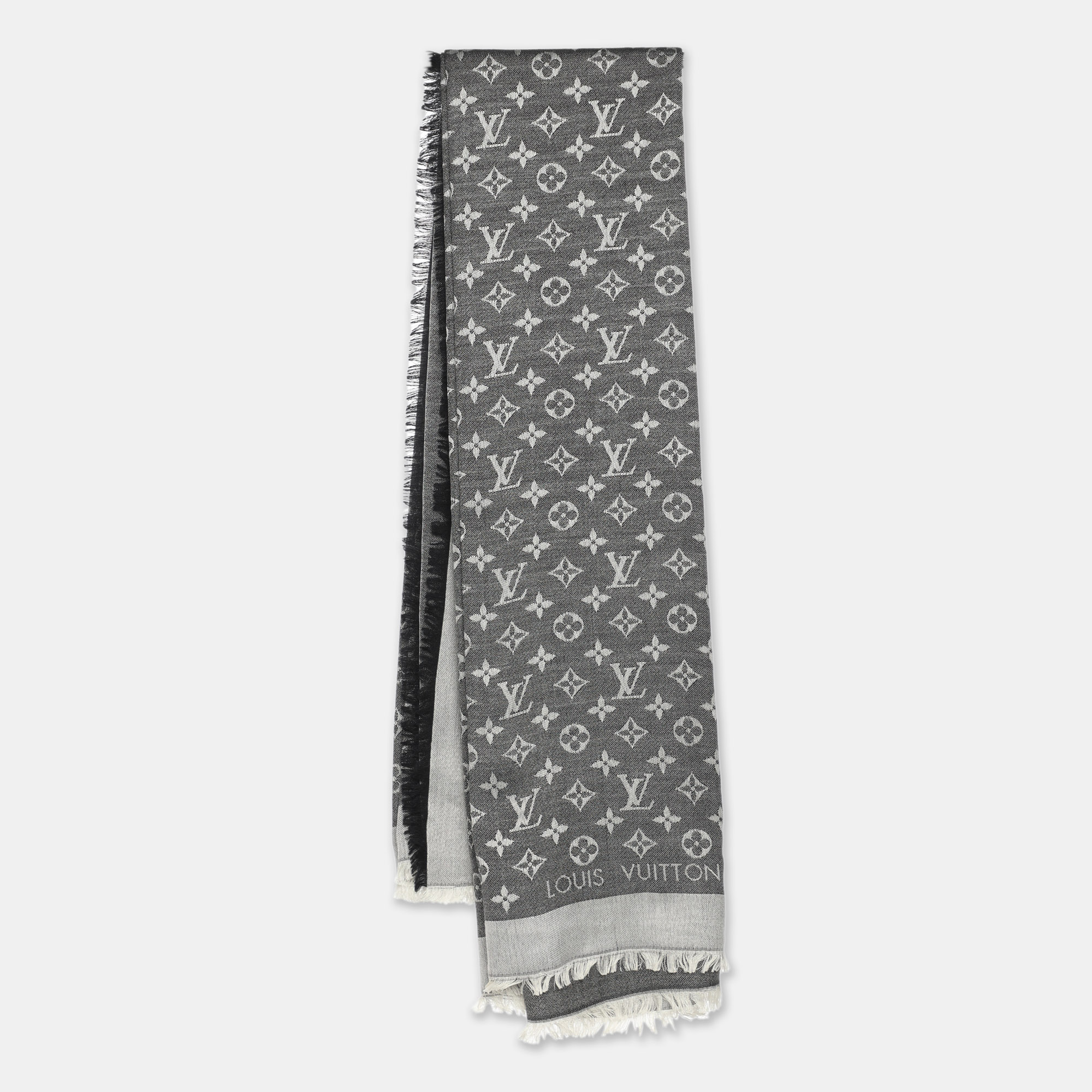

Louis Vuitton Grey/Black Monogram Wool/Silk Shine Shawl