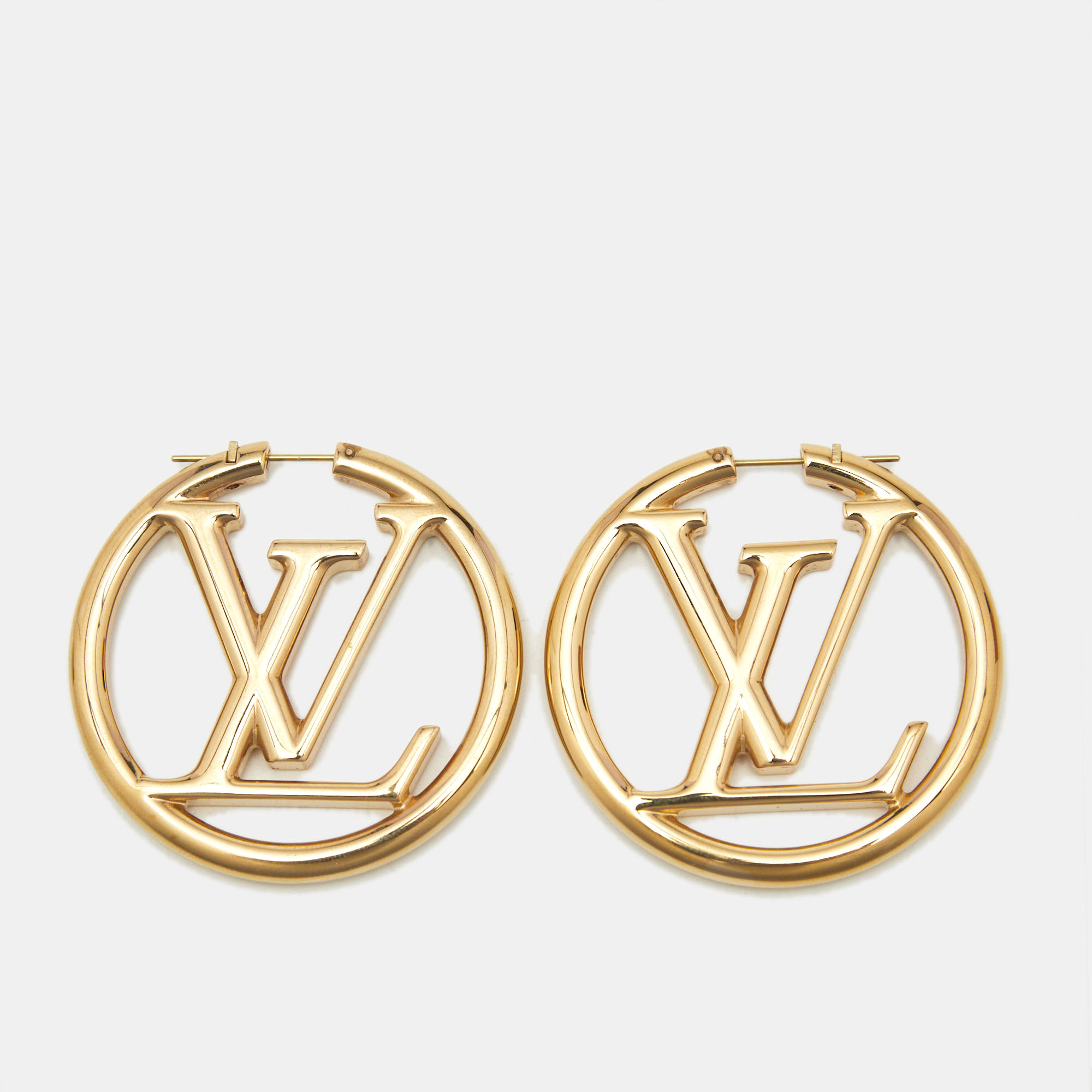 

Louis Vuitton Louise Gold Tone Hoop Earrings