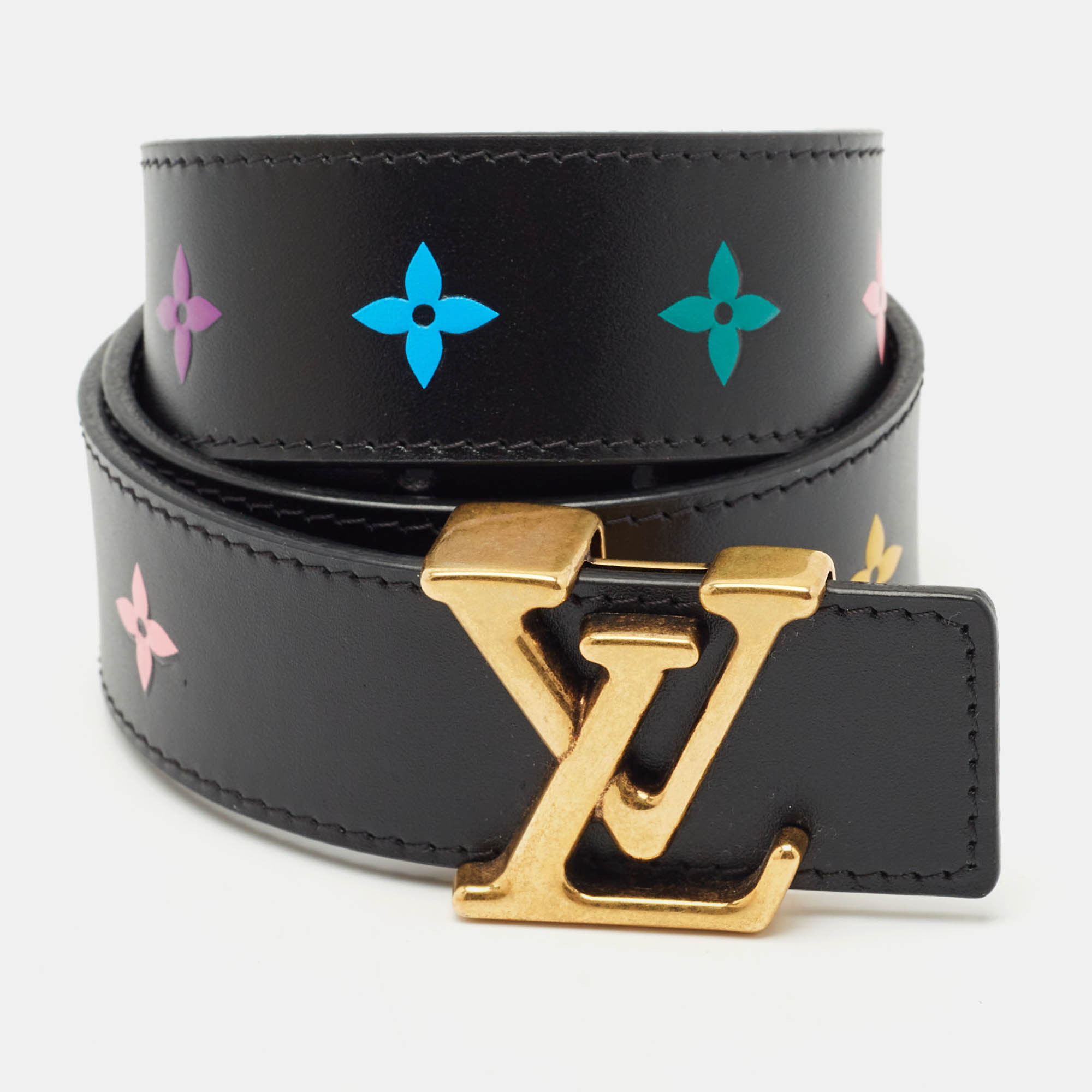 

Louis Vuitton Black Leather LV New Wave Belt