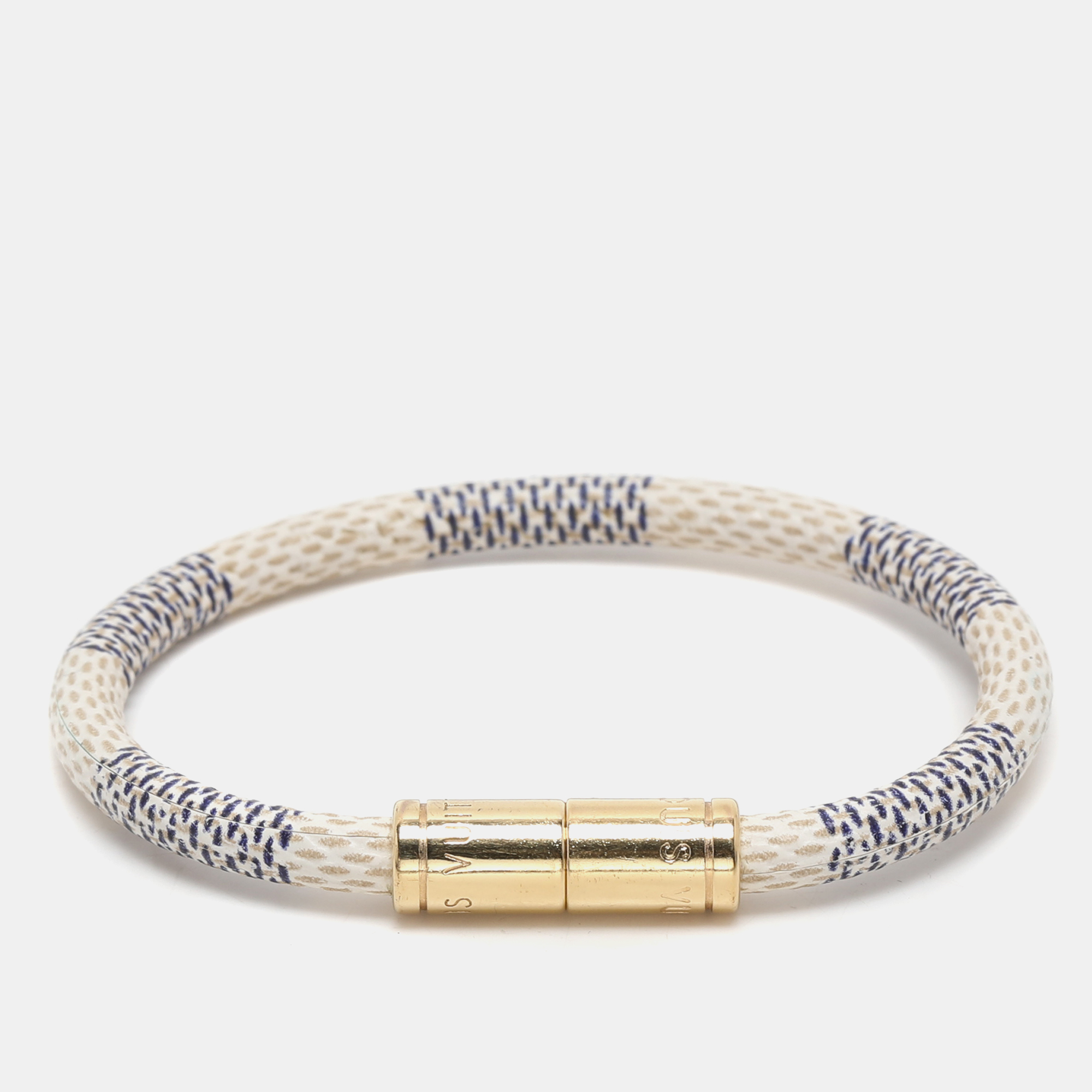 

Louis Vuitton Damier Azur Gold Tone Keep It Bracelet, Beige