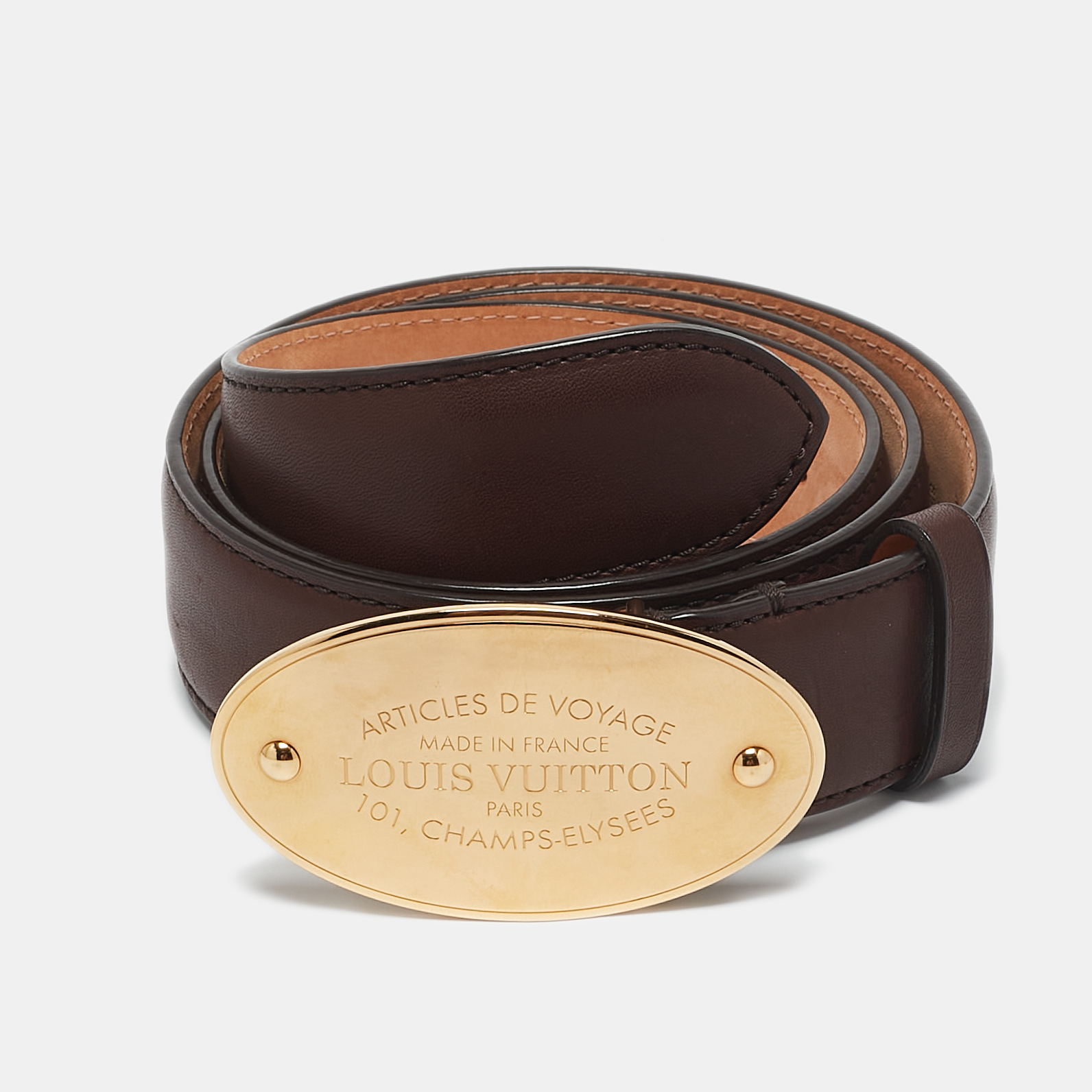 

Louis Vuitton Brown Articles de Voyage Leather Belt 85CM