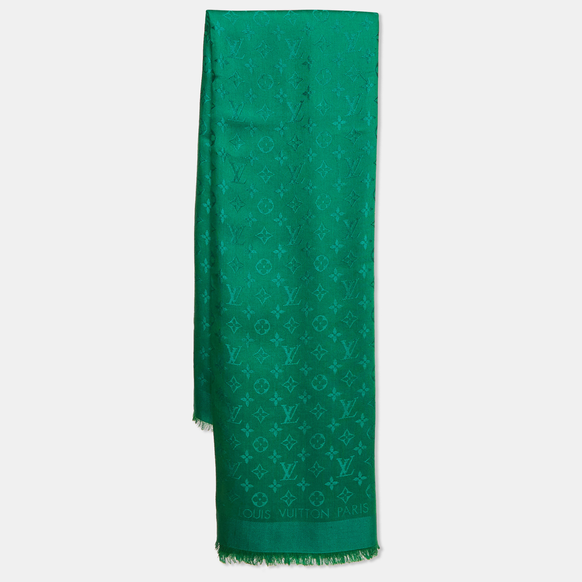 

Louis Vuitton Green Silk Blend Monogram Shawl