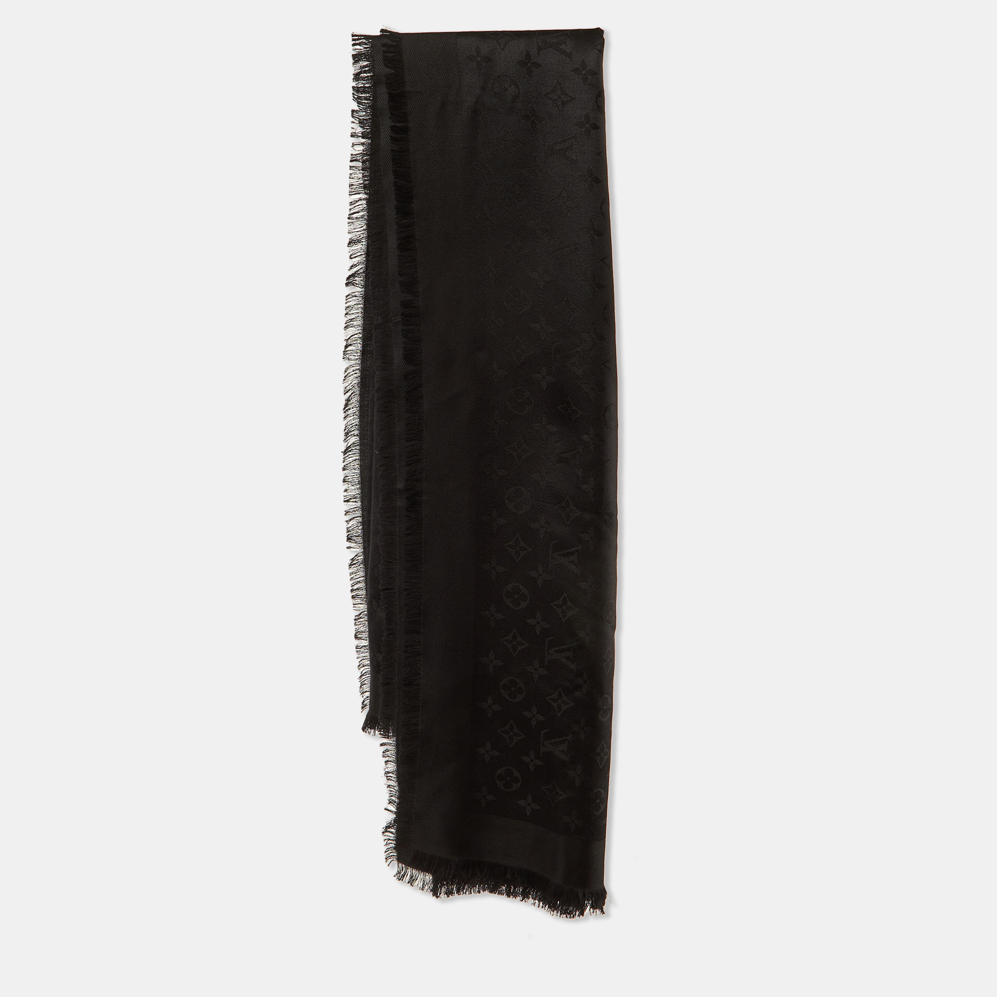 

Louis Vuitton Black Silk & Wool Monogram Classique Shawl