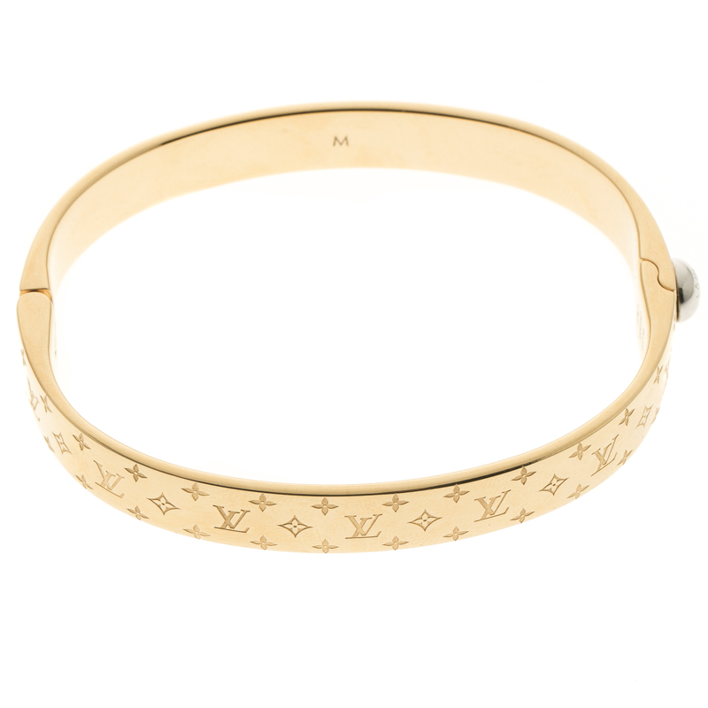 Louis Vuitton Nanogram Cuff Gold Bracelet - Size S ○ Labellov