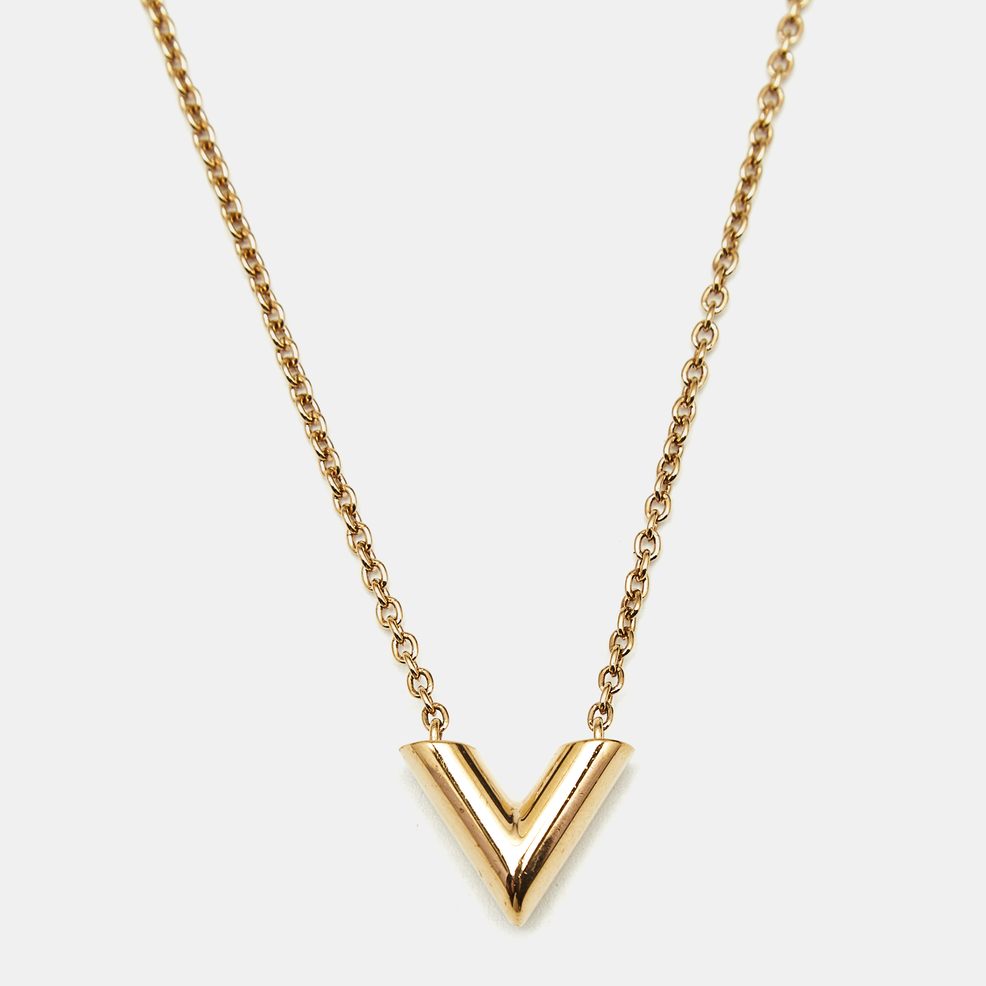 

Louis Vuitton Essential V Gold Tone Necklace