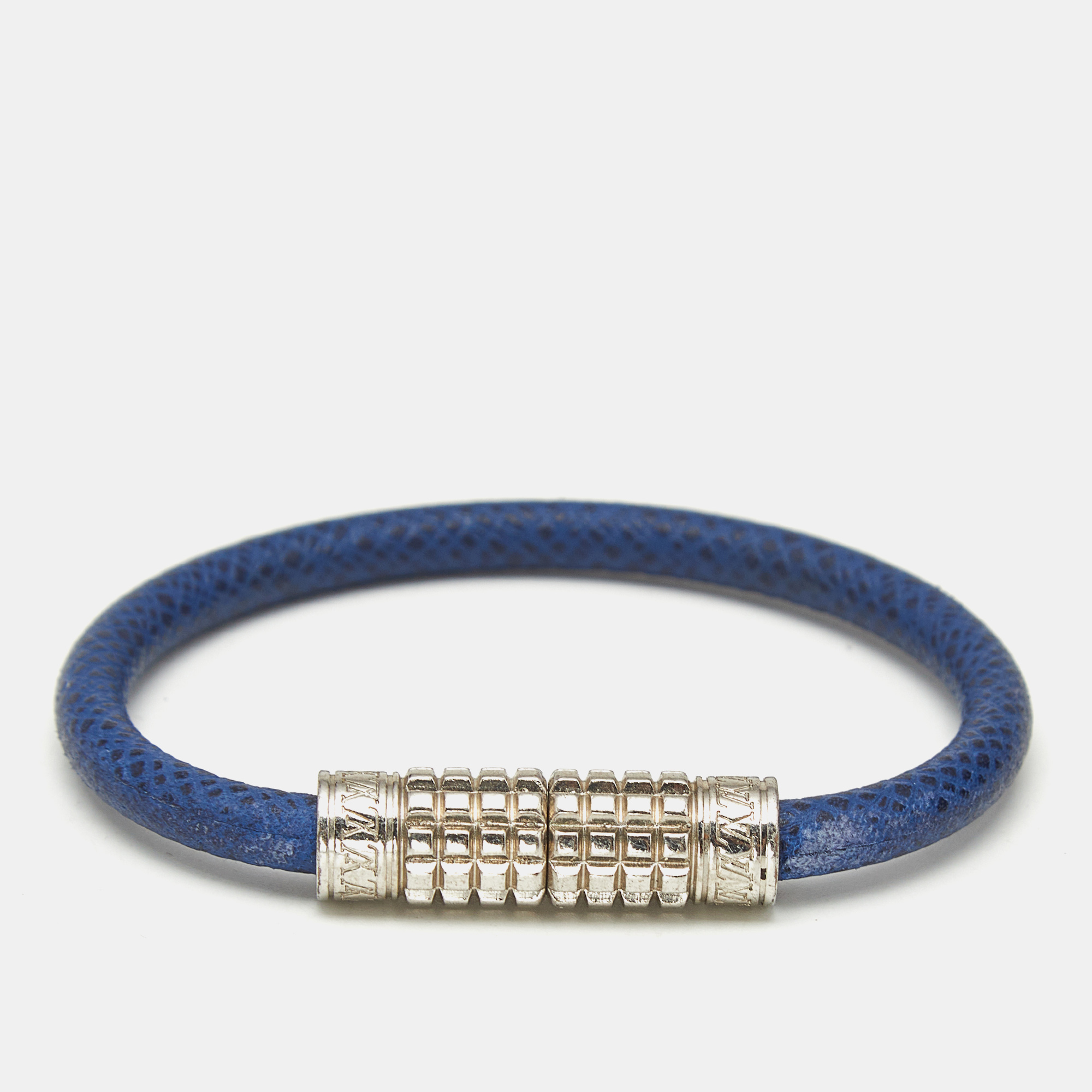 

Louis Vuitton Digit Blue Leather Silver Tone Bracelet