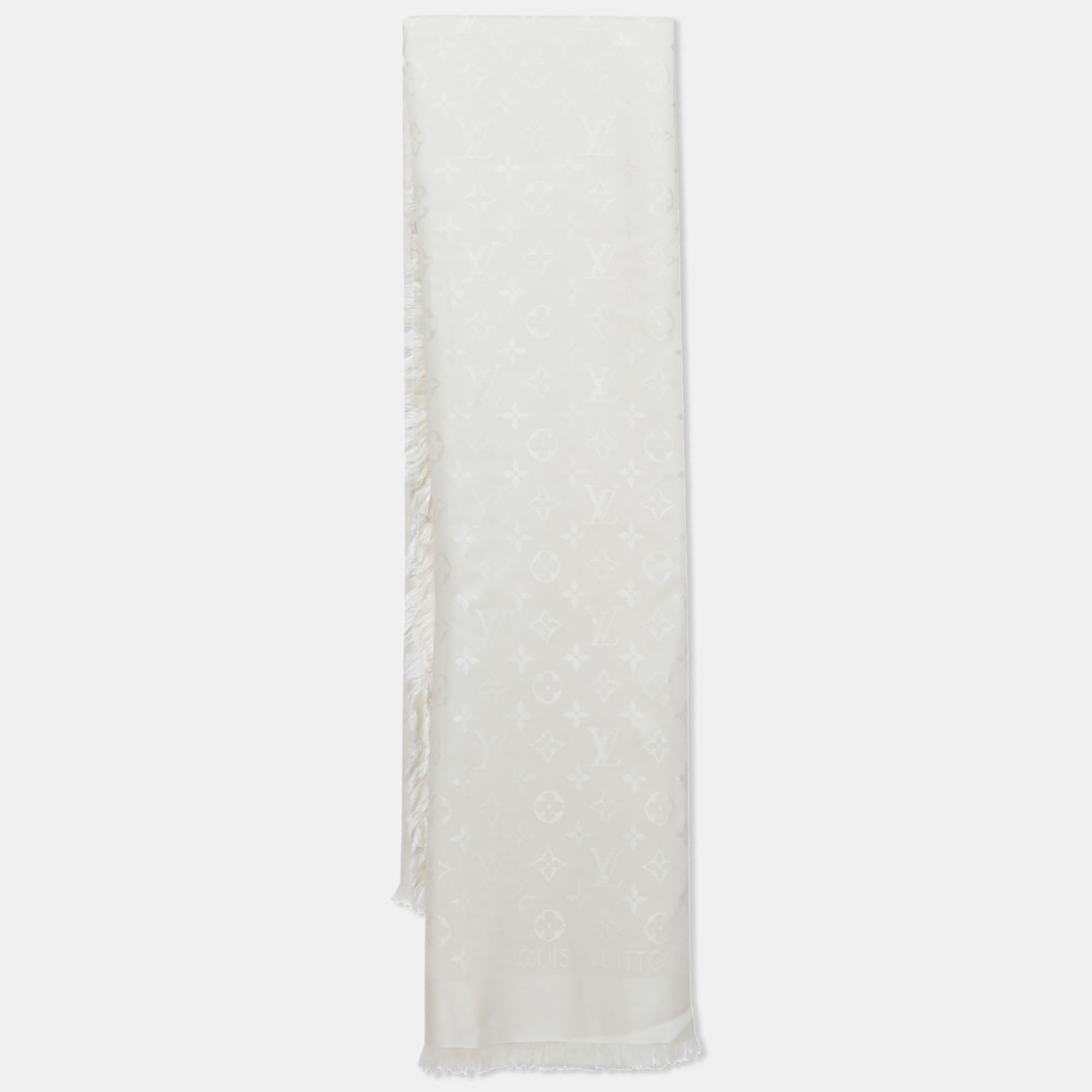

Louis Vuitton White Monogram Wool and Silk Shawl