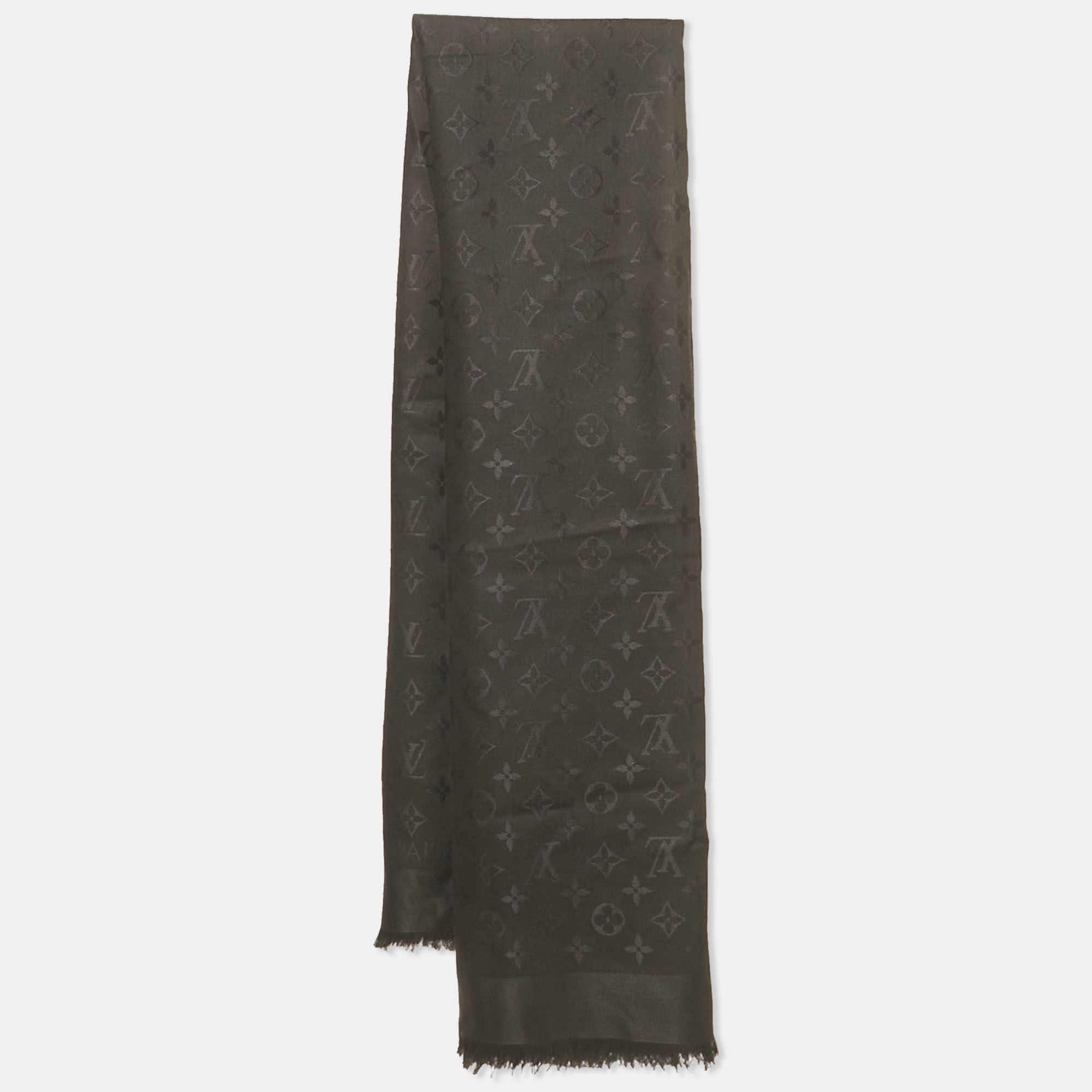 

Louis Vuitton Black Monogram Silk and Wool Shawl