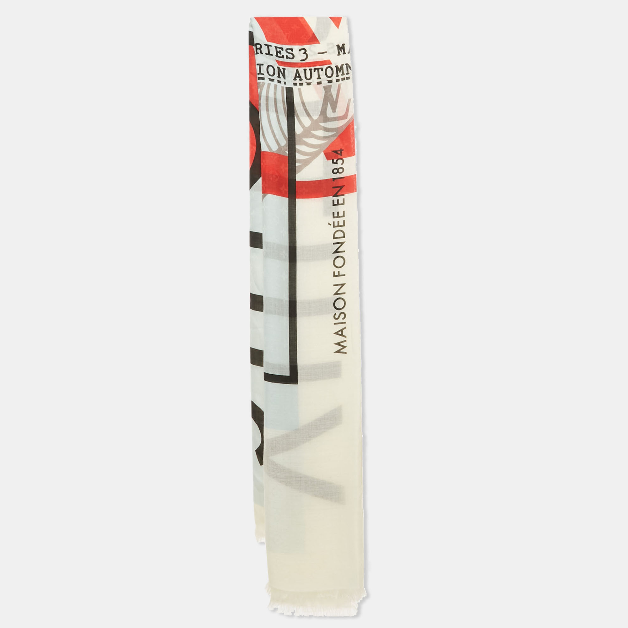 

Louis Vuitton Limited Edition White Silk Blend Series 3 Shawl