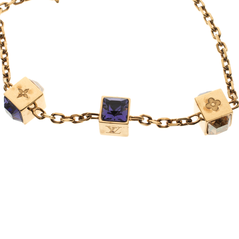 Pre-owned Louis Vuitton Gamble Crystal Gold Tone Bracelet