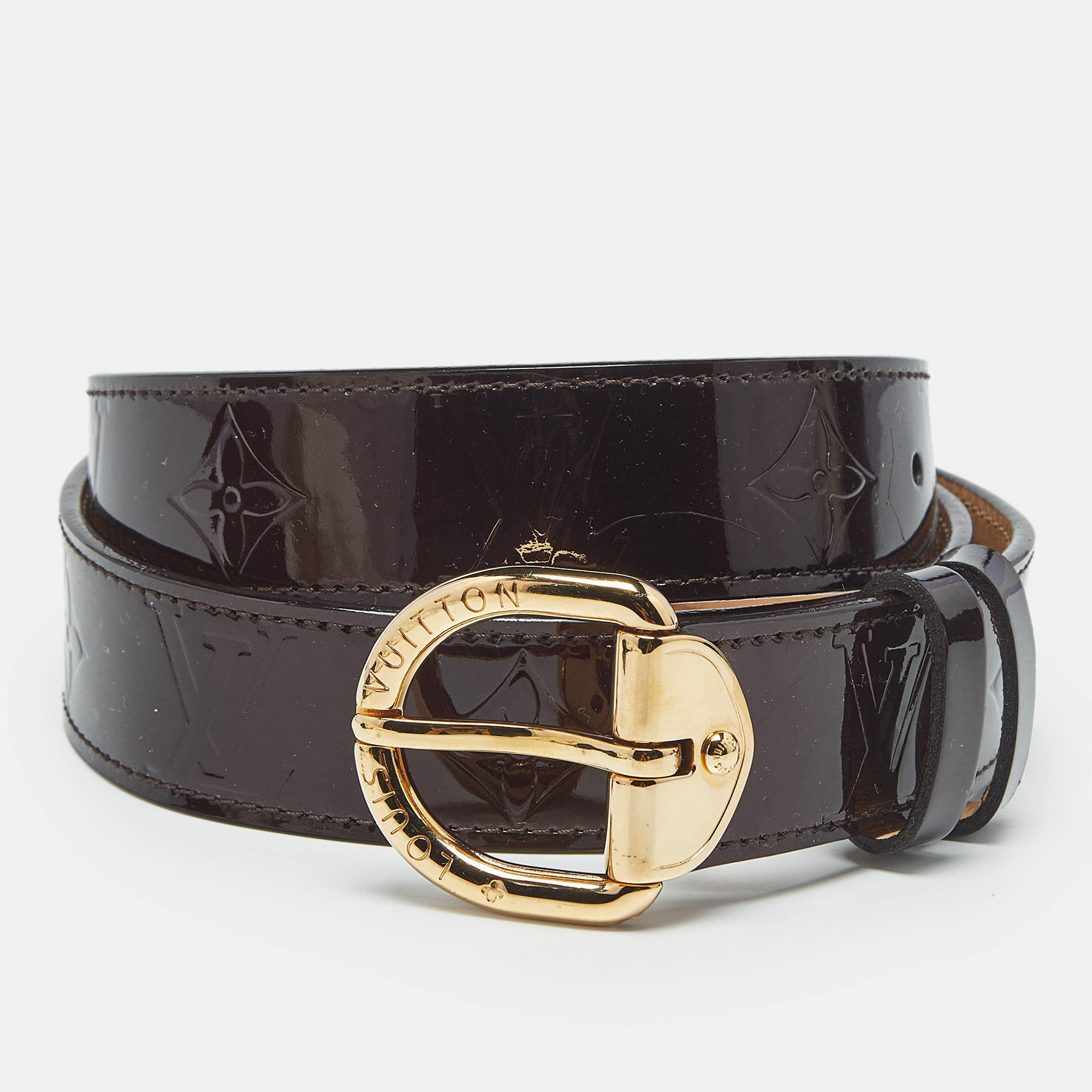 

Louis Vuitton Amarante Monogram Vernis Buckle Belt, Burgundy