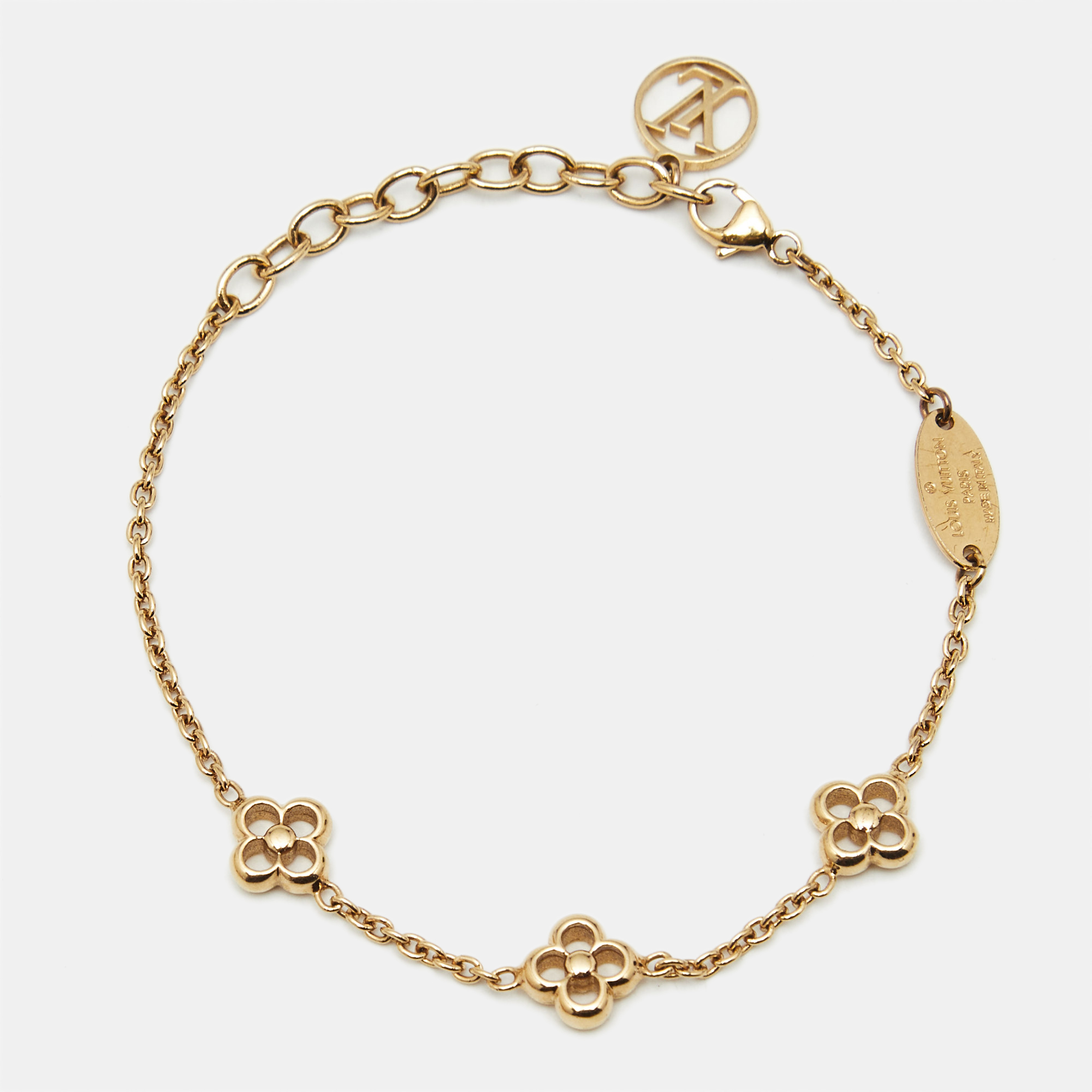 

Louis Vuitton Flower Motif Gold Tone Station Bracelet