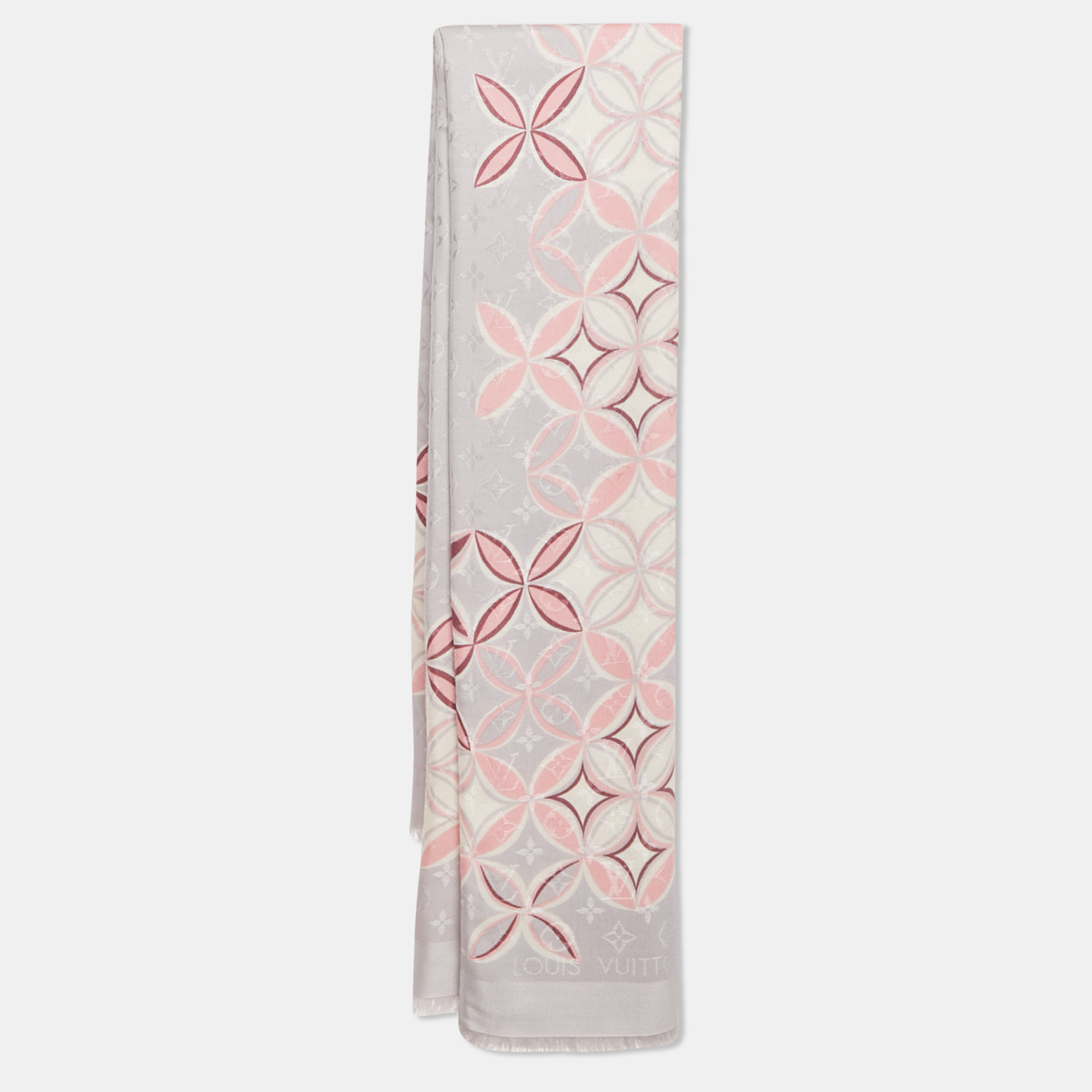 

Louis Vuitton Lavender Floral Print Silk & Wool Monogram Scarf, Purple