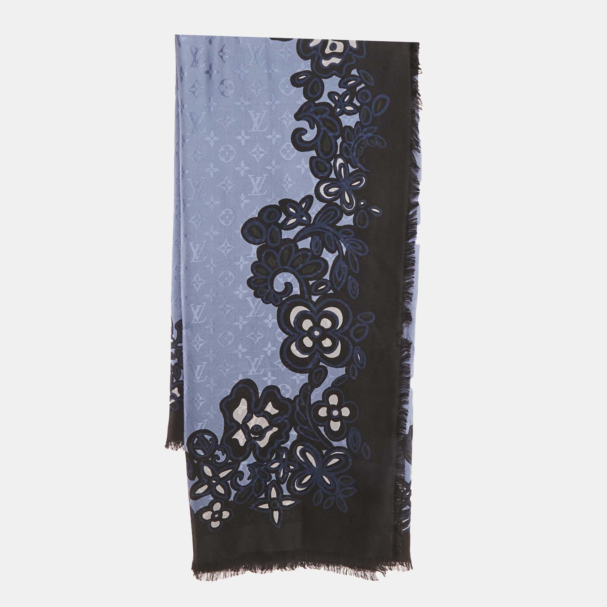 

Louis Vuitton Blue Printed Silk Blend Monogram Scarf