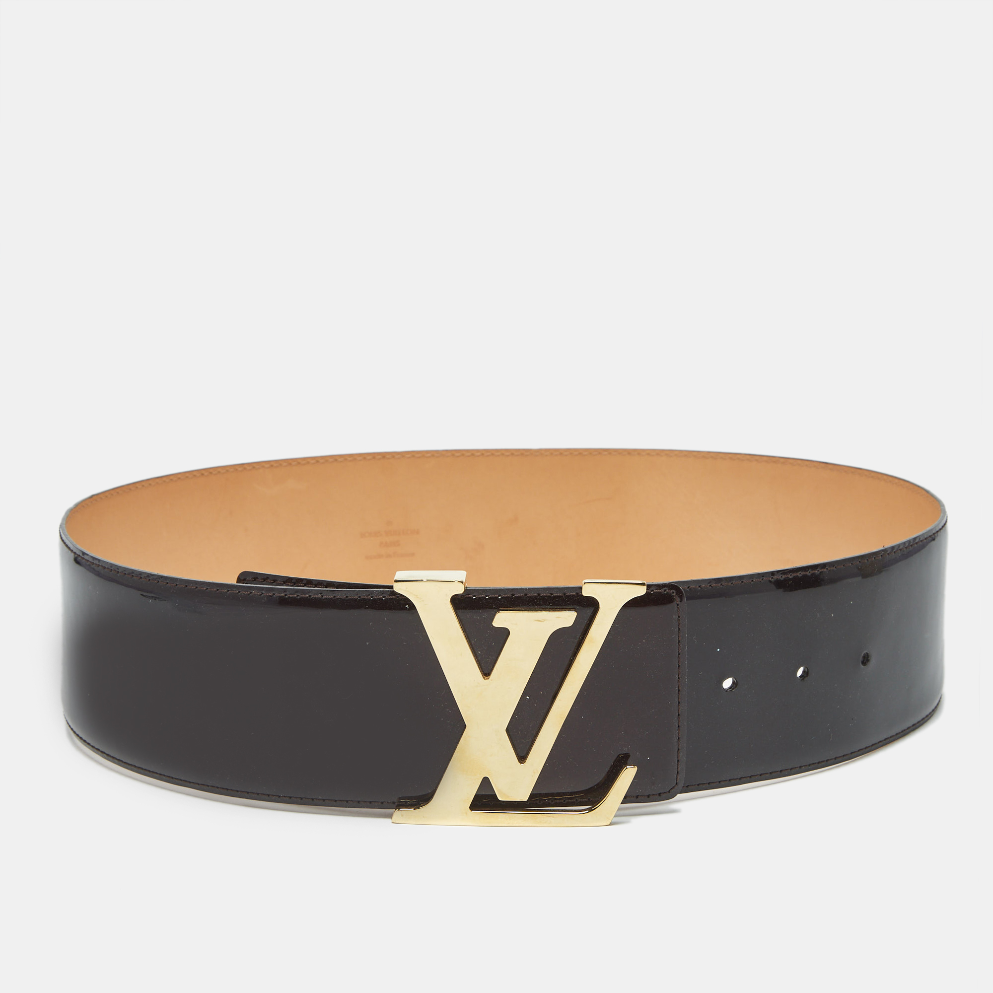 

Louis Vuitton Amarante Vernis Leather LV Initiales Waist Belt 75CM, Burgundy