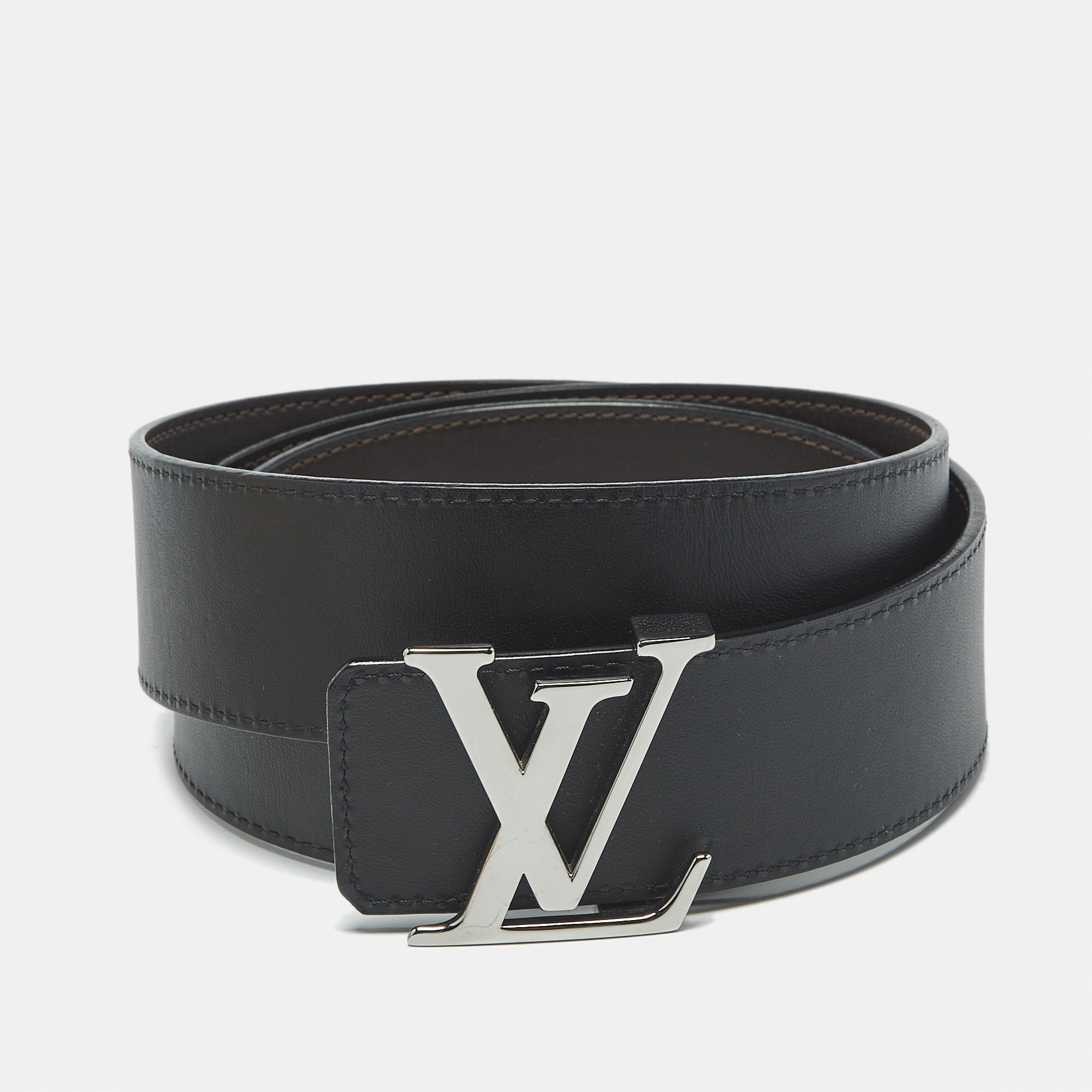 

Louis Vuitton Black/Brown Leather LV Initiales Reversible Belt