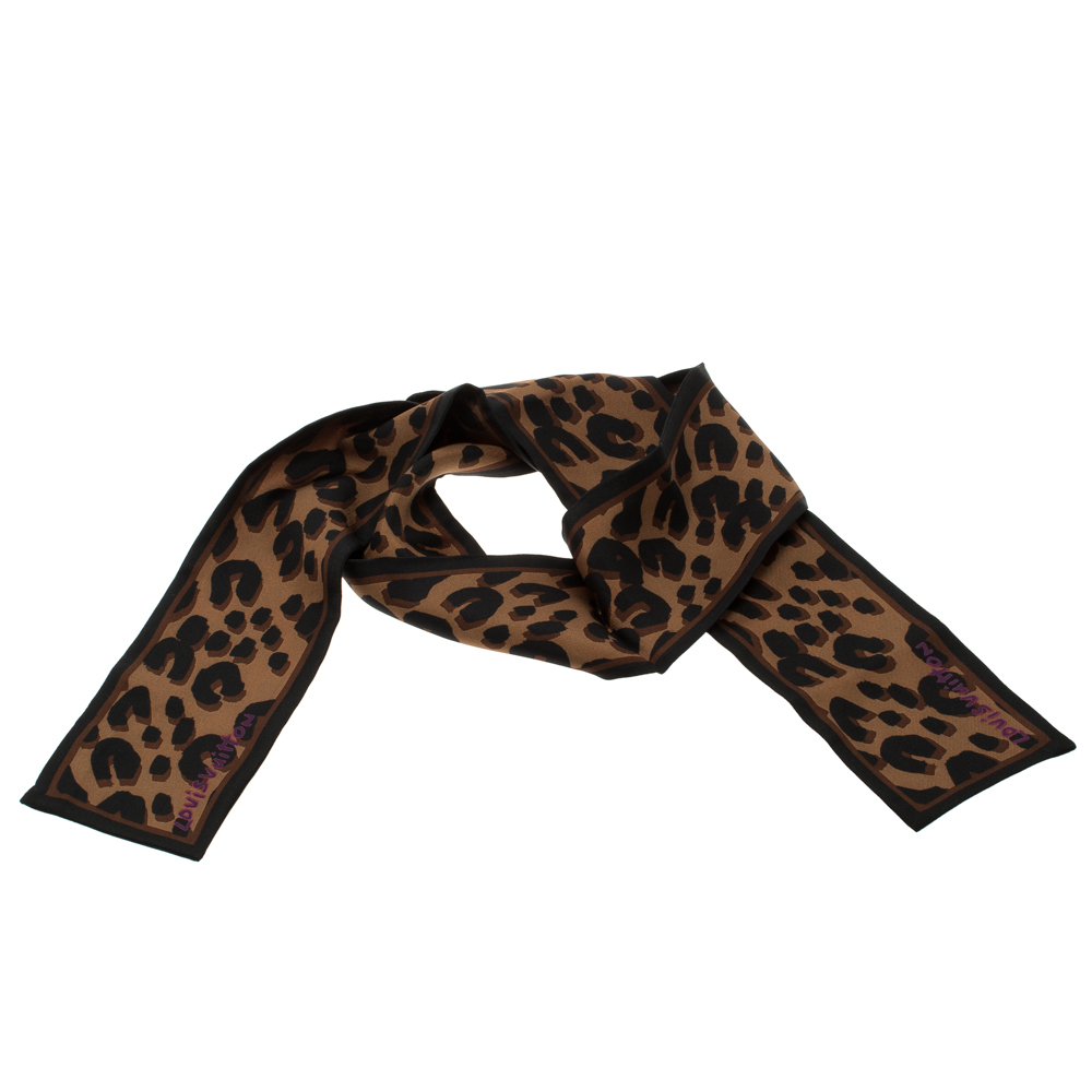 LOUIS VUITTON Leopard Print Silk Bandeau Brown/Black