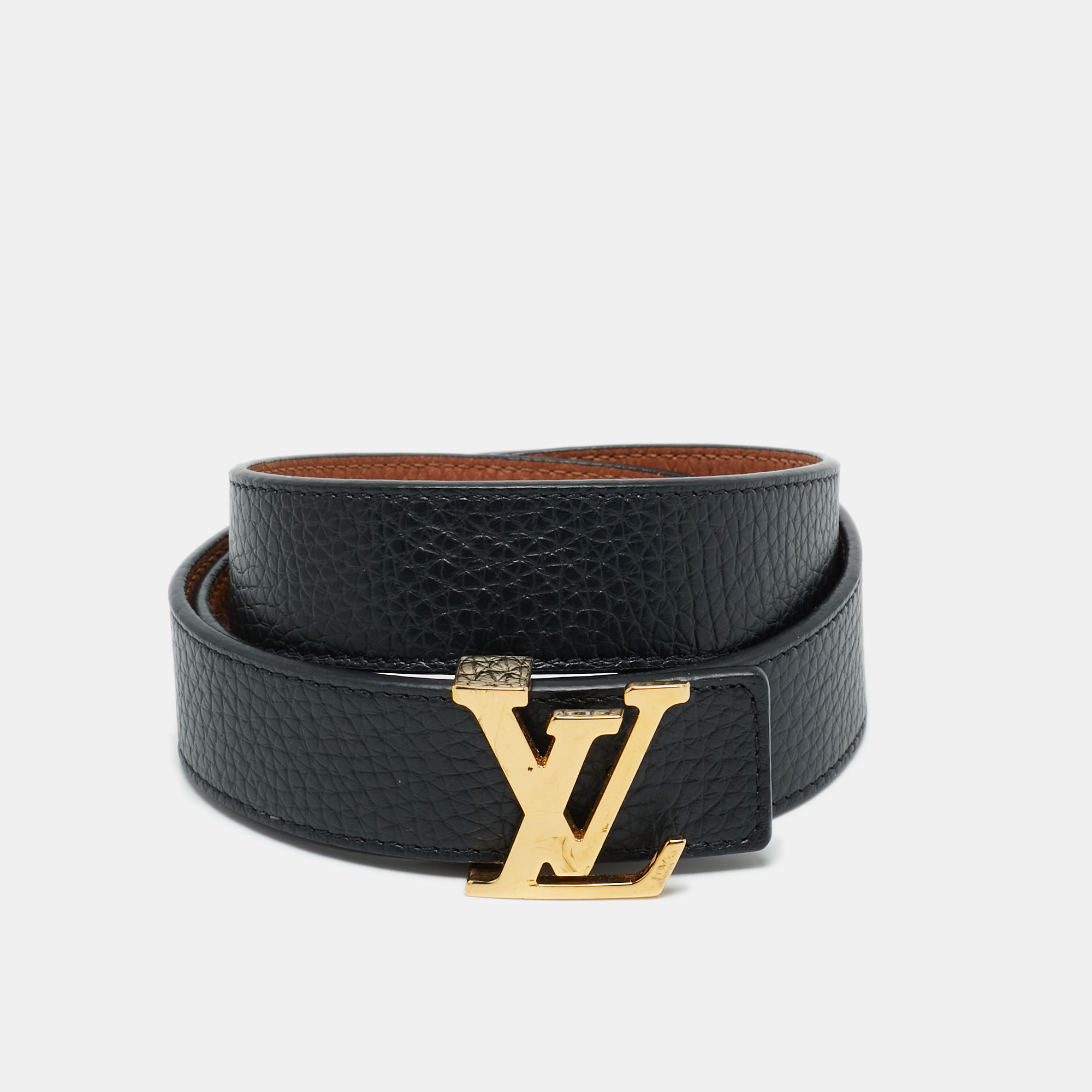 

Louis Vuitton Black/Brown Leather LV Initiales Reversible Belt