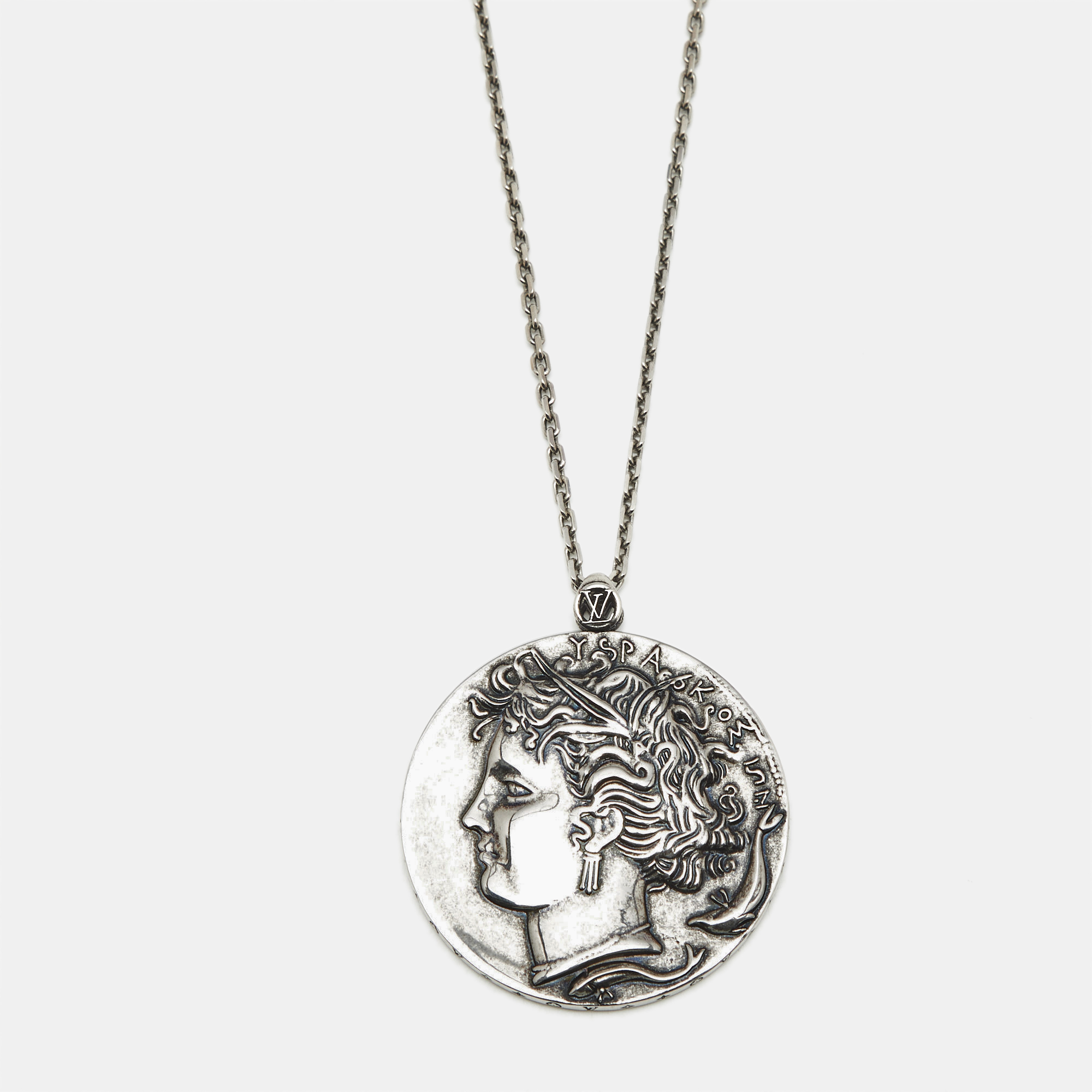 

Louis Vuitton Cameo Silver Tone Long Neckalce