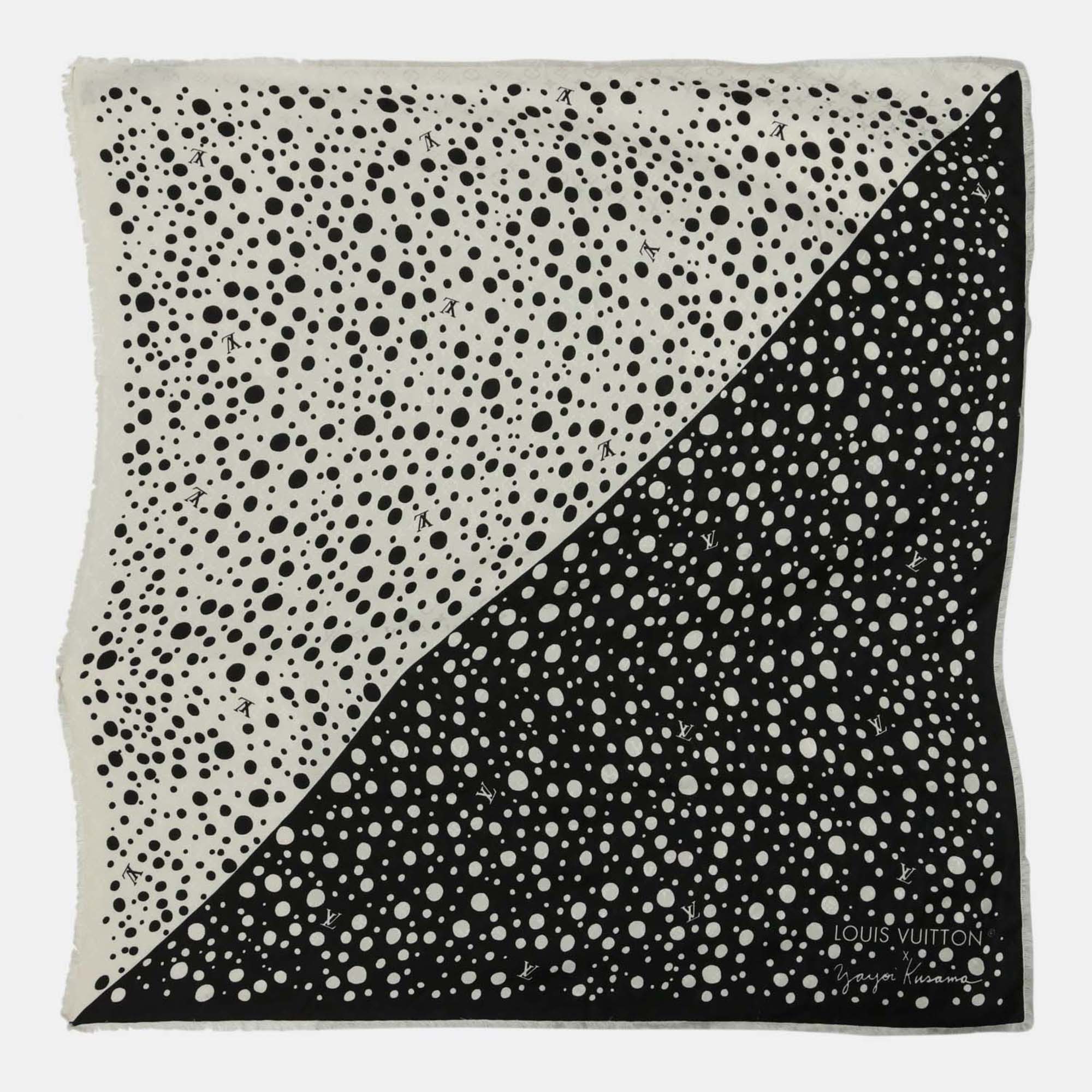 Pre-owned Louis Vuitton X Yayoi Kusama Printed Scarf In Black
