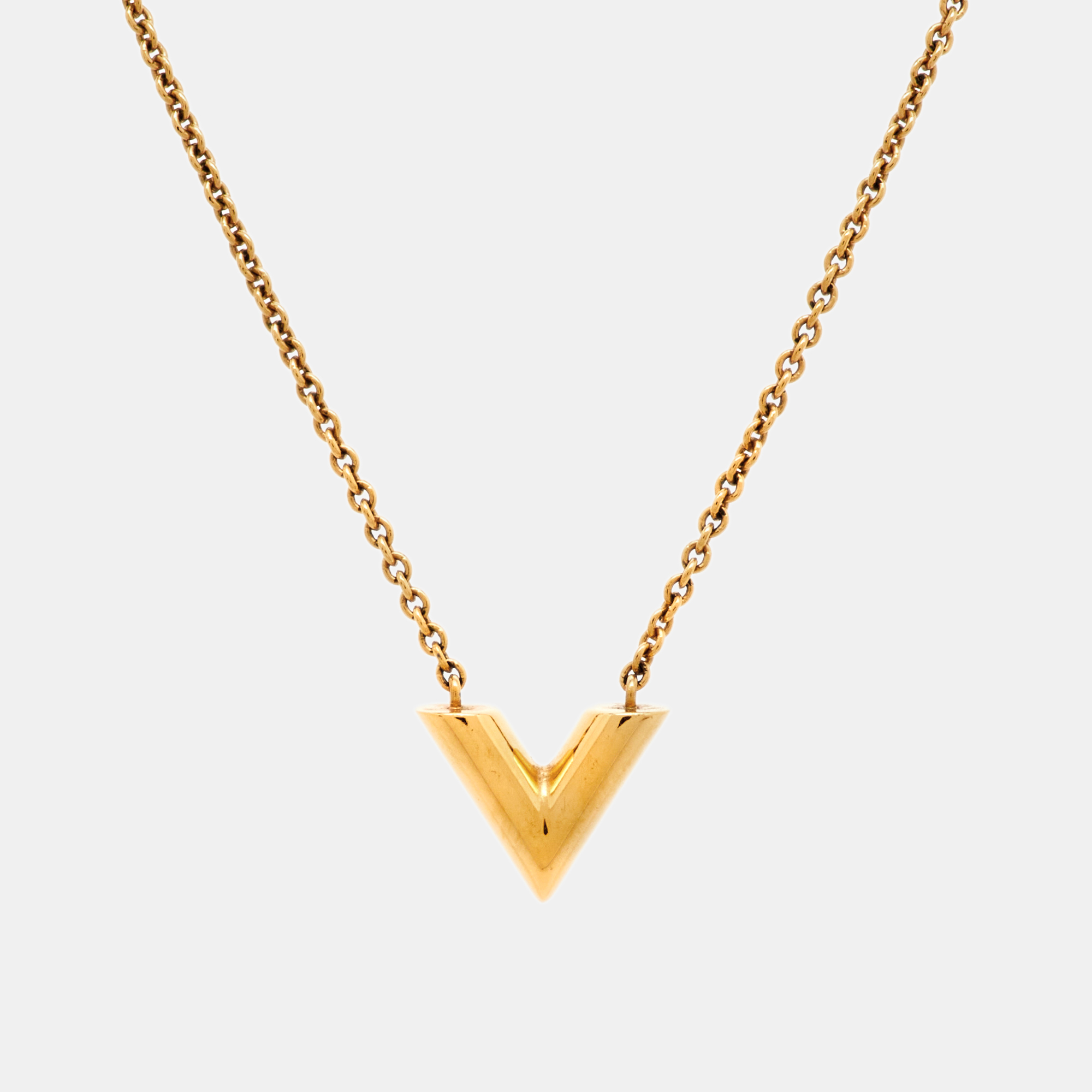 

Louis Vuitton Essential V Gold Tone Necklace
