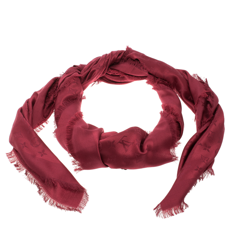 Pre Owned Louis Vuitton Red Pomme D'Amour Monogram Shawl