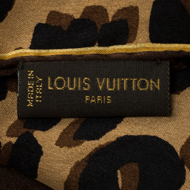 Louis Vuitton Brown Monogram and Leopard Print Silk Chiffon Bandeau Scarf