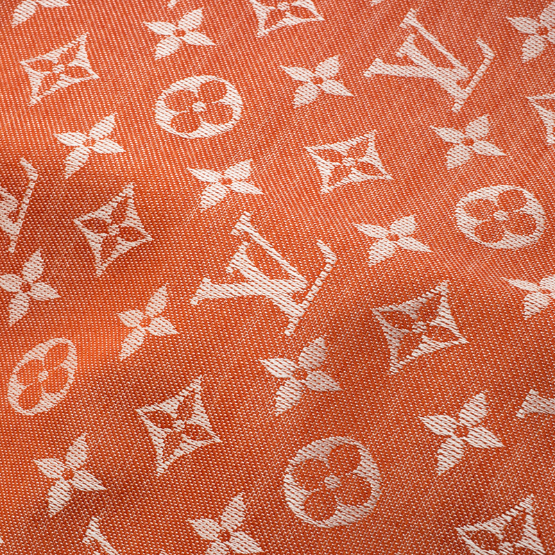 Louis Vuitton Orange Monogram Denim Silk/Wool Shawl Scarf - Yoogi's Closet