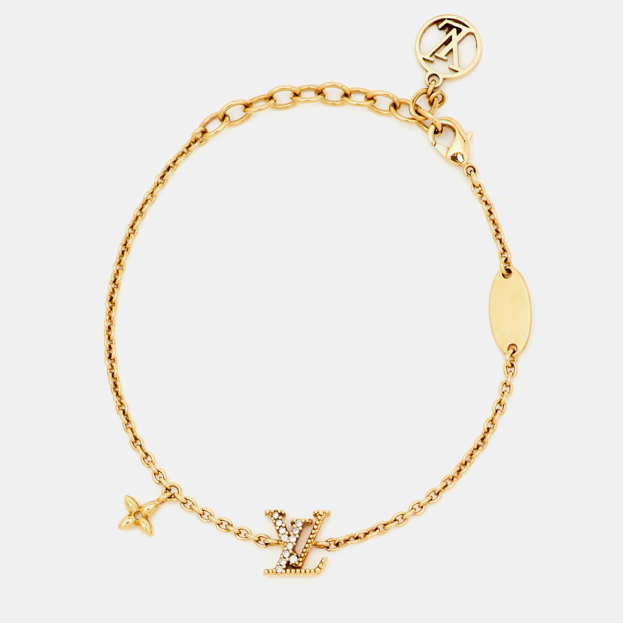 

Louis Vuitton LV Iconic Crystal Gold Tone Bracelet