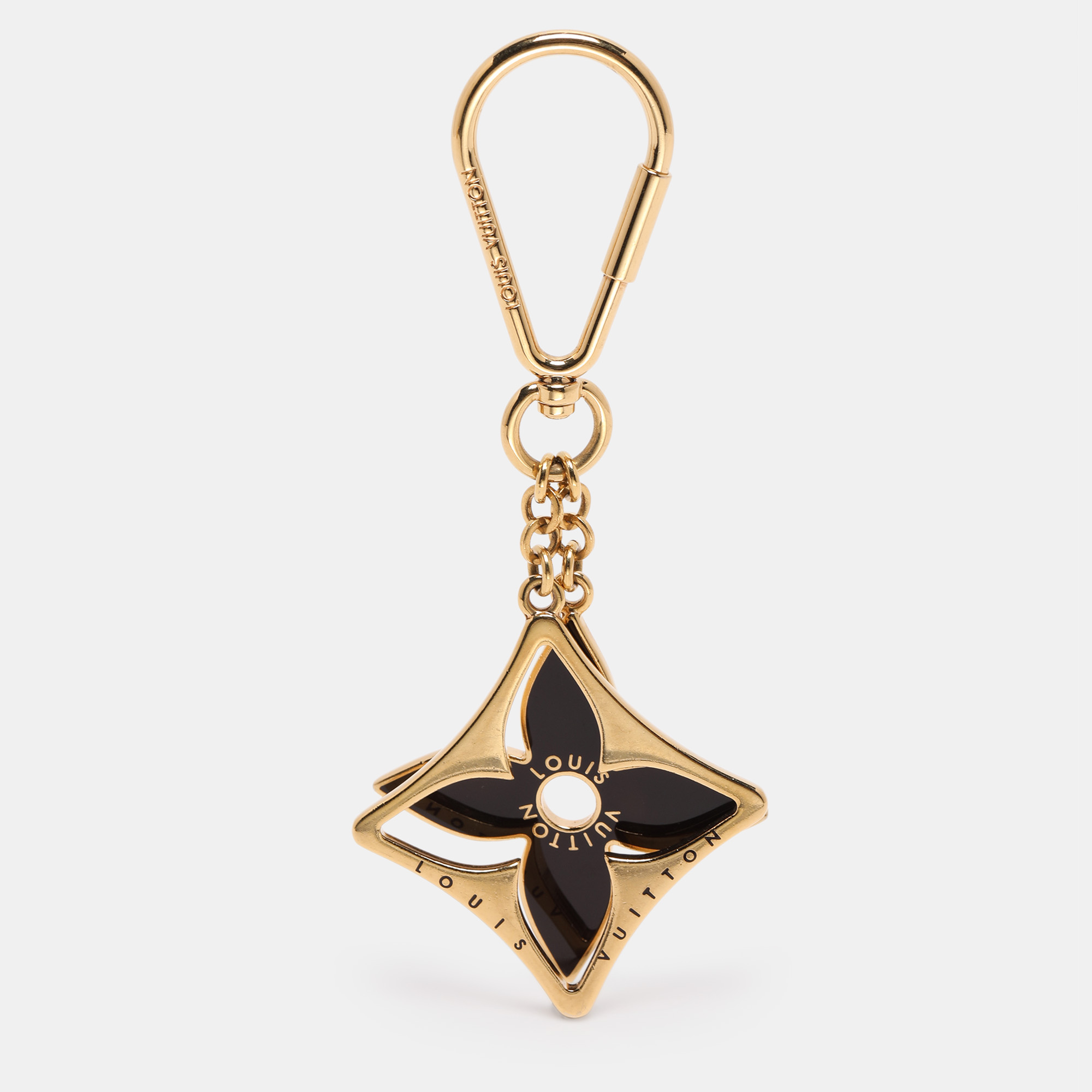 

Louis Vuitotn Brown Resin Monogram Fleur Key Holder and Bag Charm, Gold