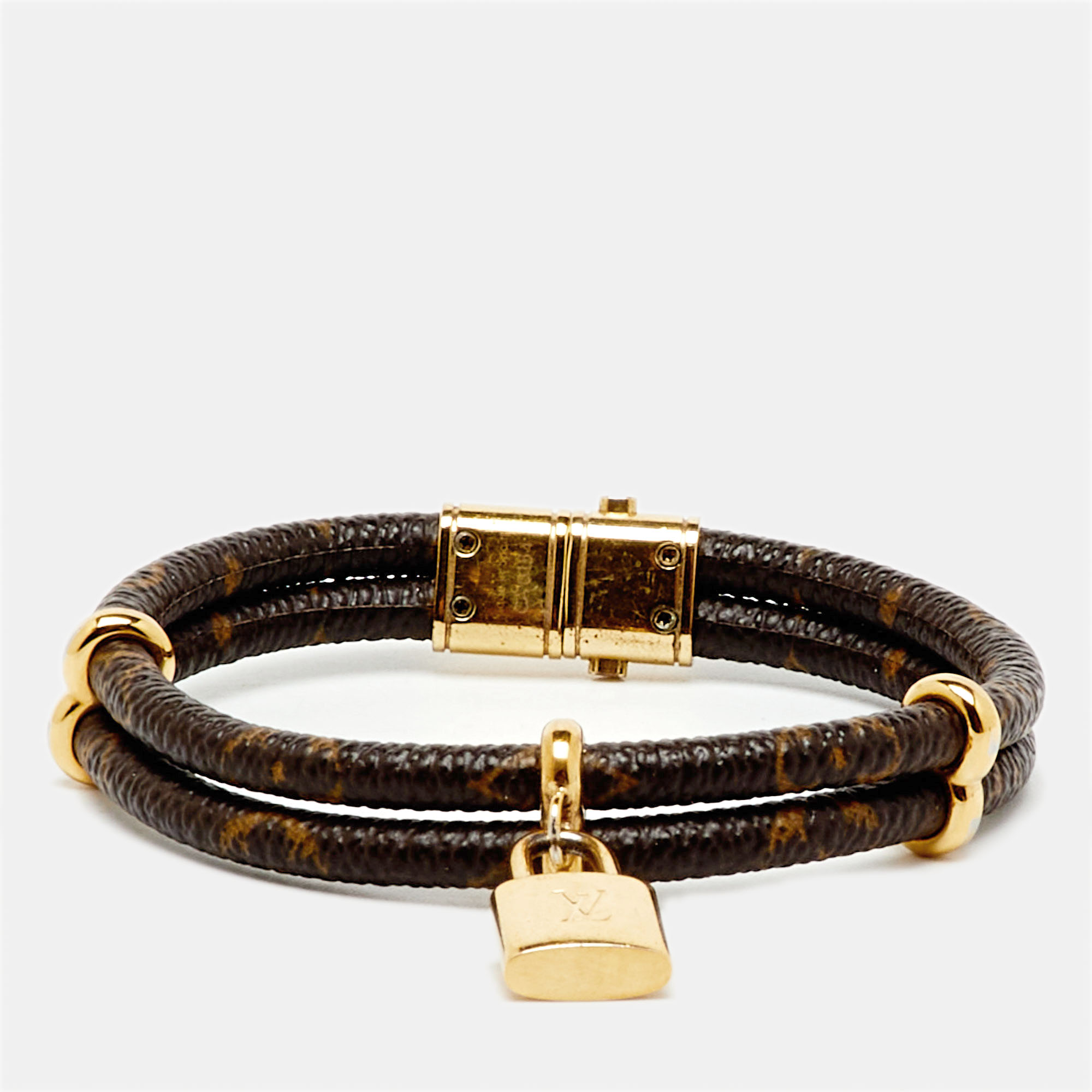 

Louis Vuitton Brown Keep It Twice Monogram Canvas Padlock Charm Bracelet