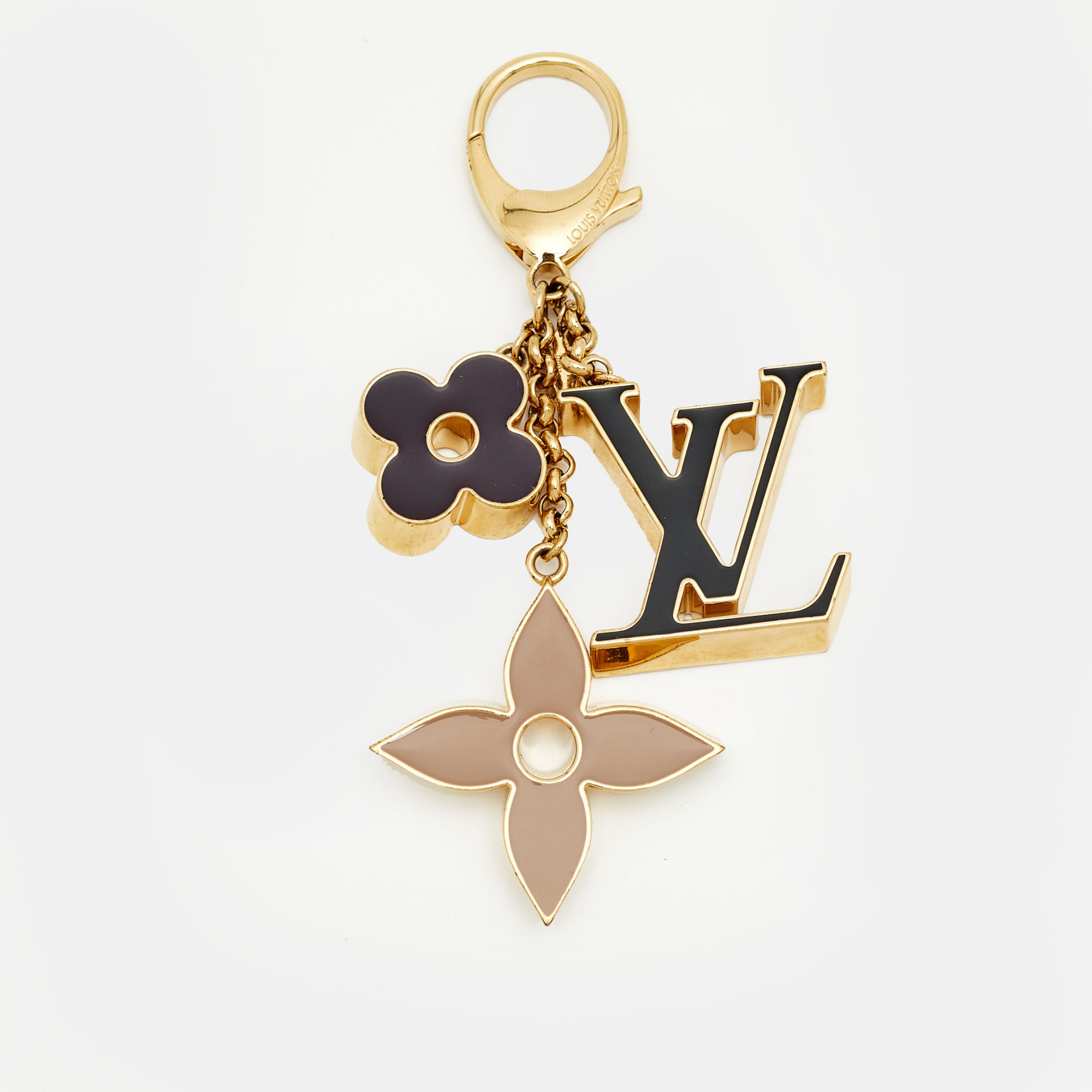 Pre-owned Louis Vuitton Fleur De Monogram Enamel Gold Tone Bag Charm