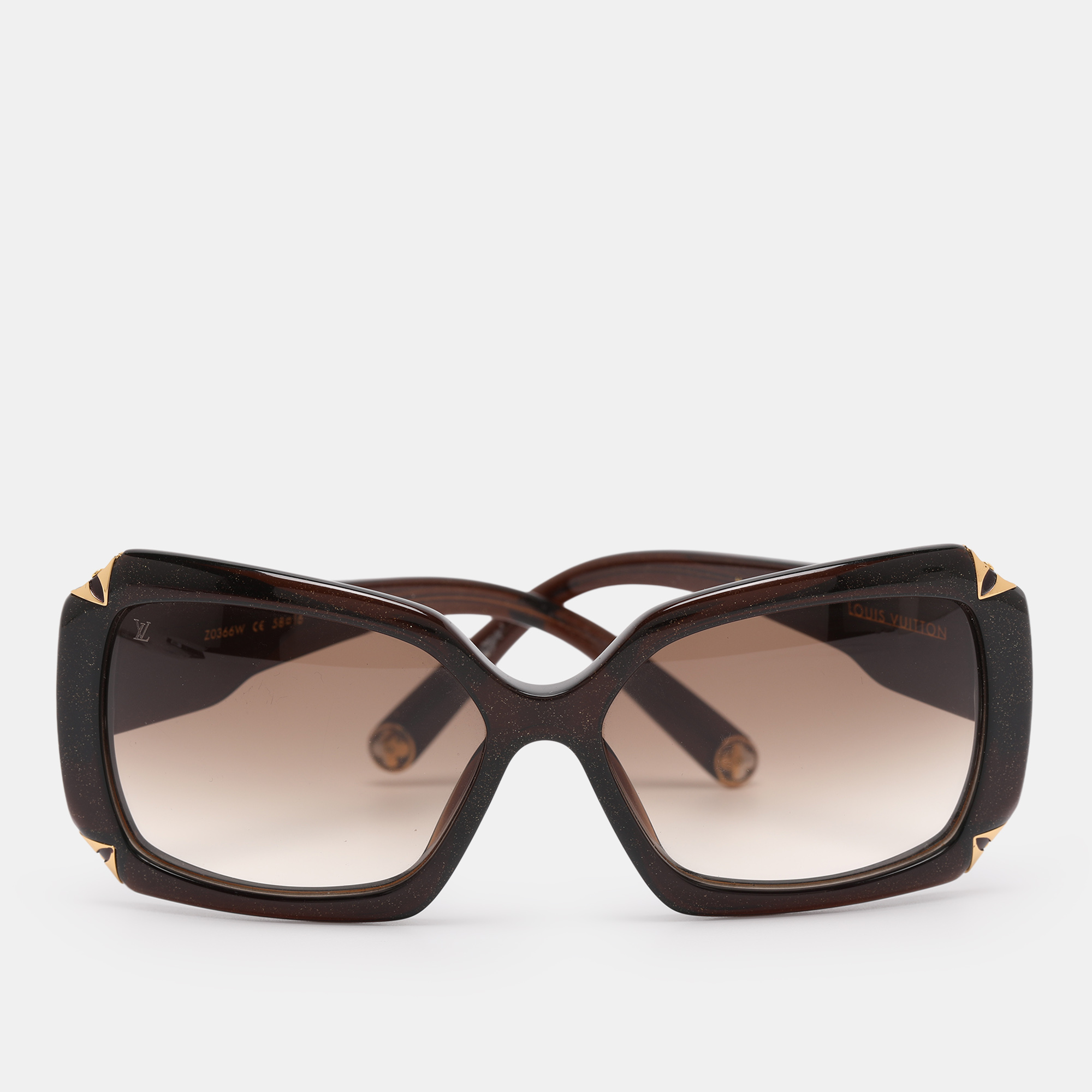 Pre-owned Louis Vuitton Dark Brown Z0366w Hortensia Square Sunglasses