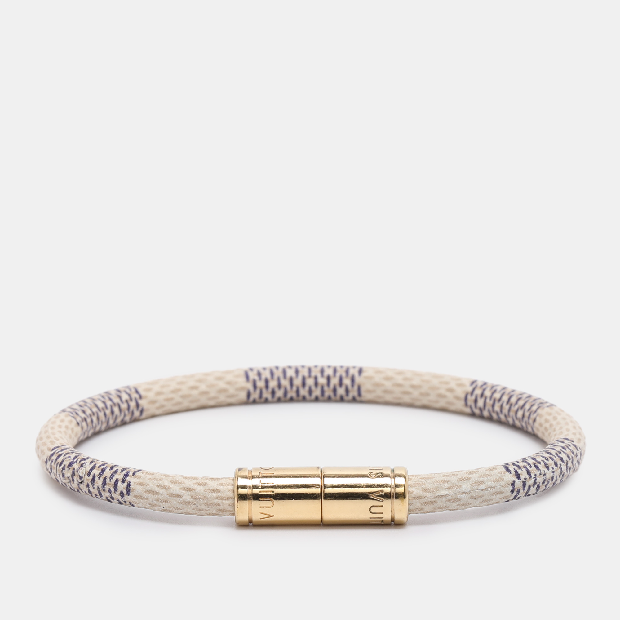 

Louis Vuitton Damier Azur Gold Tone Keep It Bracelet, Grey