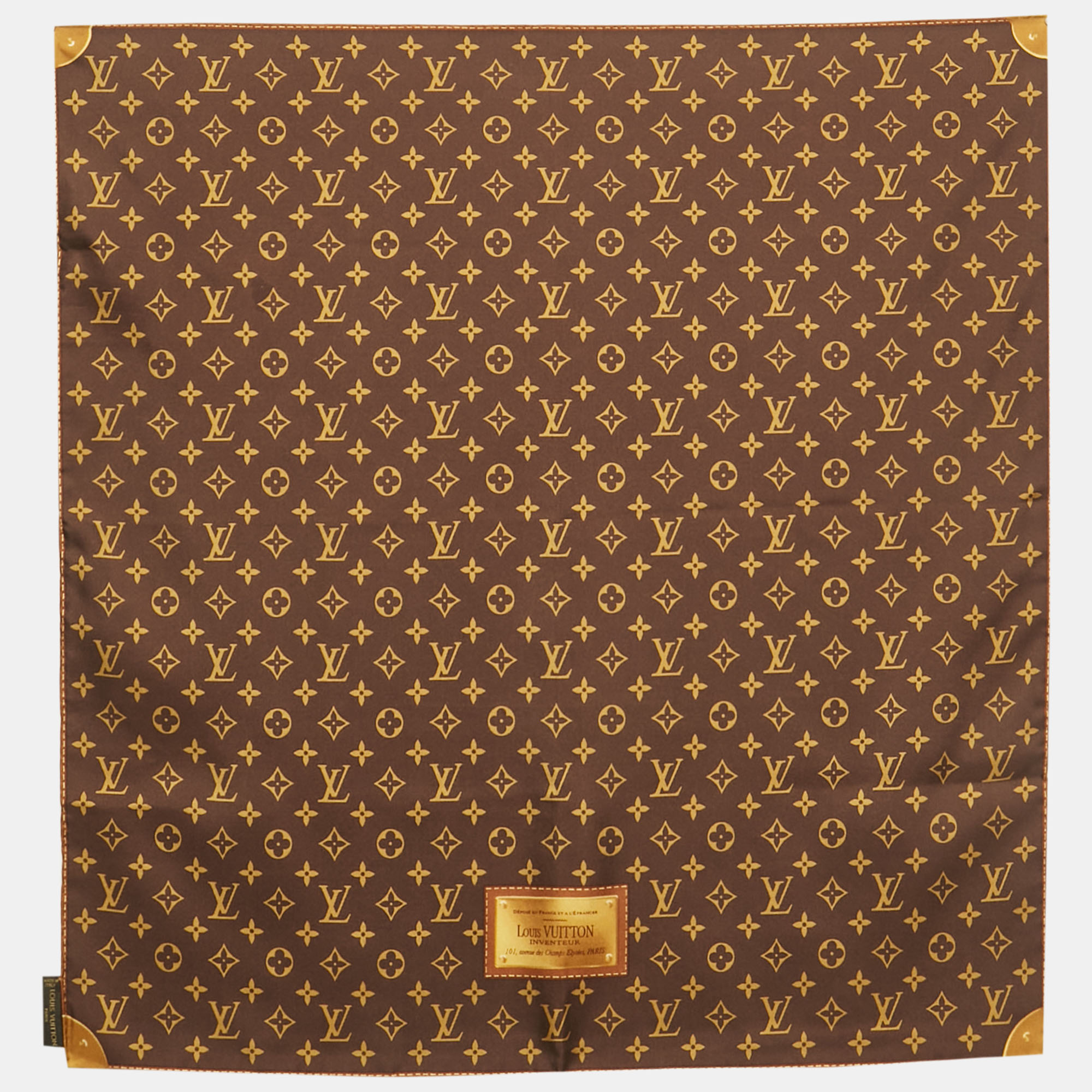 Pre-owned Louis Vuitton Brown Monogram Silk Square Scarf