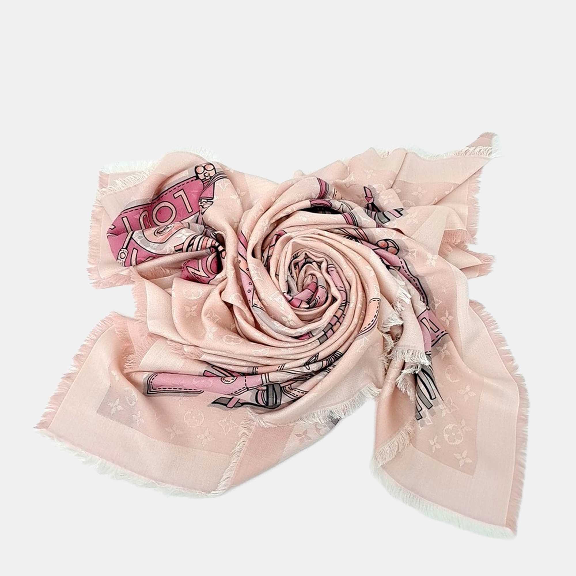 Pre-owned Louis Vuitton Pink Wool Silk Shawl