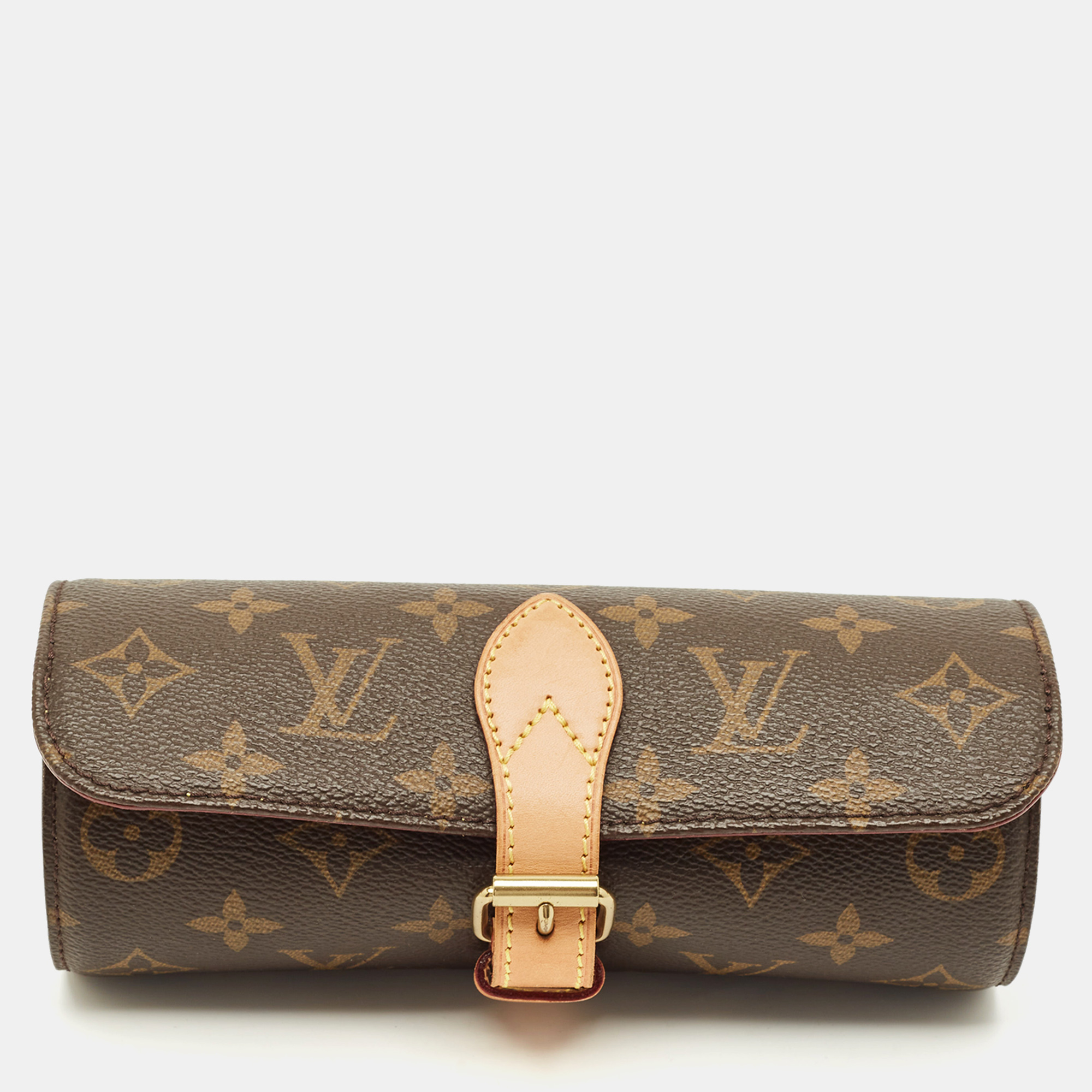 

Louis Vuitton 3 Watch Case Monogram Canvas and Leather, Brown