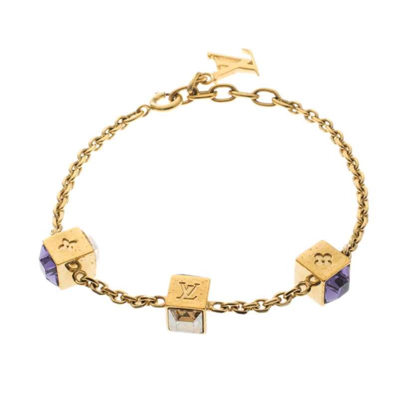Pre Owned Louis Vuitton Gamble Gold Tone Bracelet