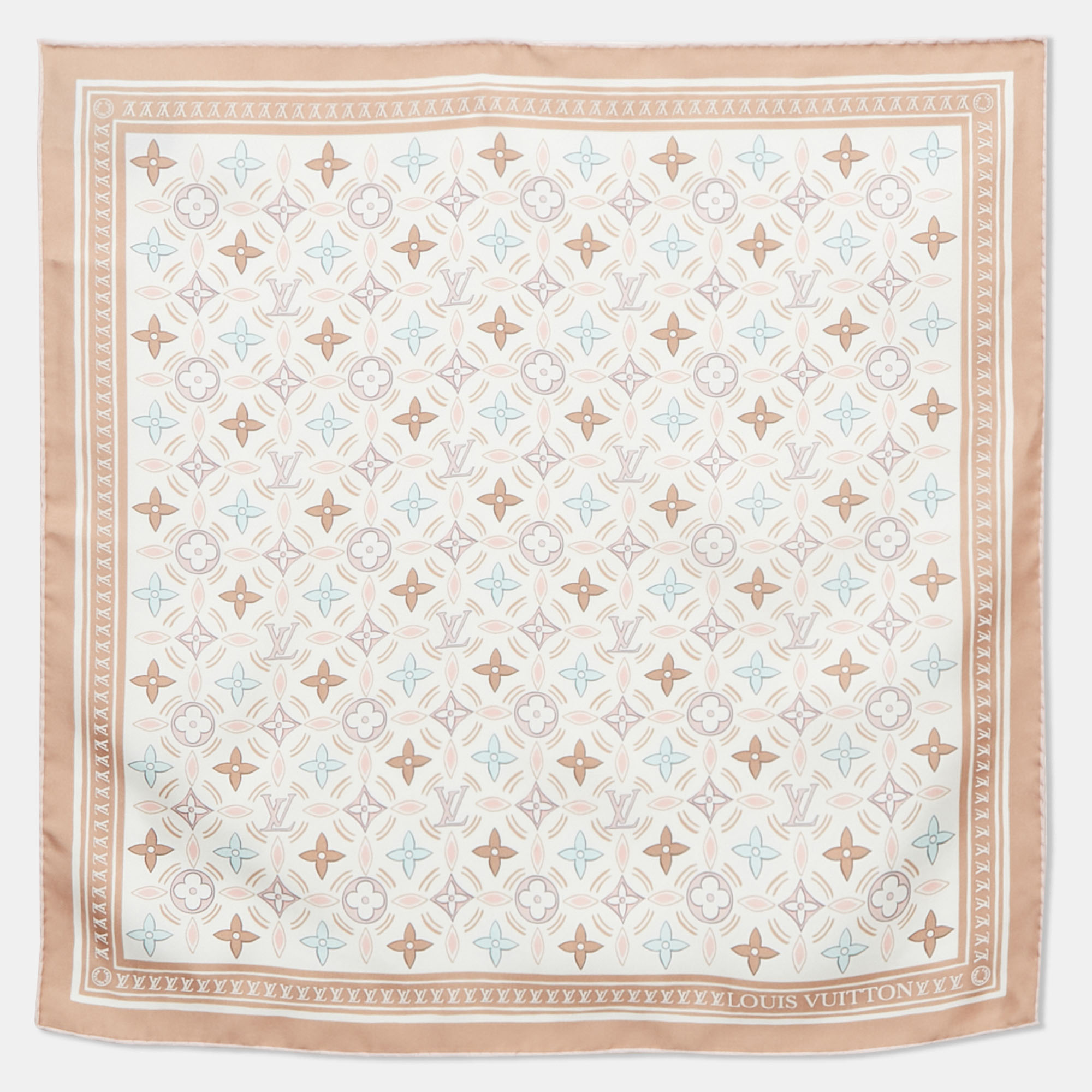 

Louis Vuitton White/Beige Monogram Petal Square Silk Scarf