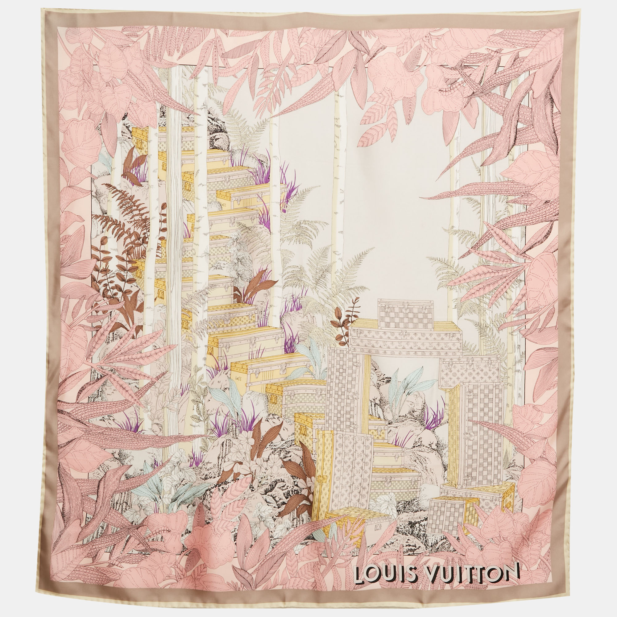 

Louis Vuitton Pink Enchanted Forest Silk Scarf