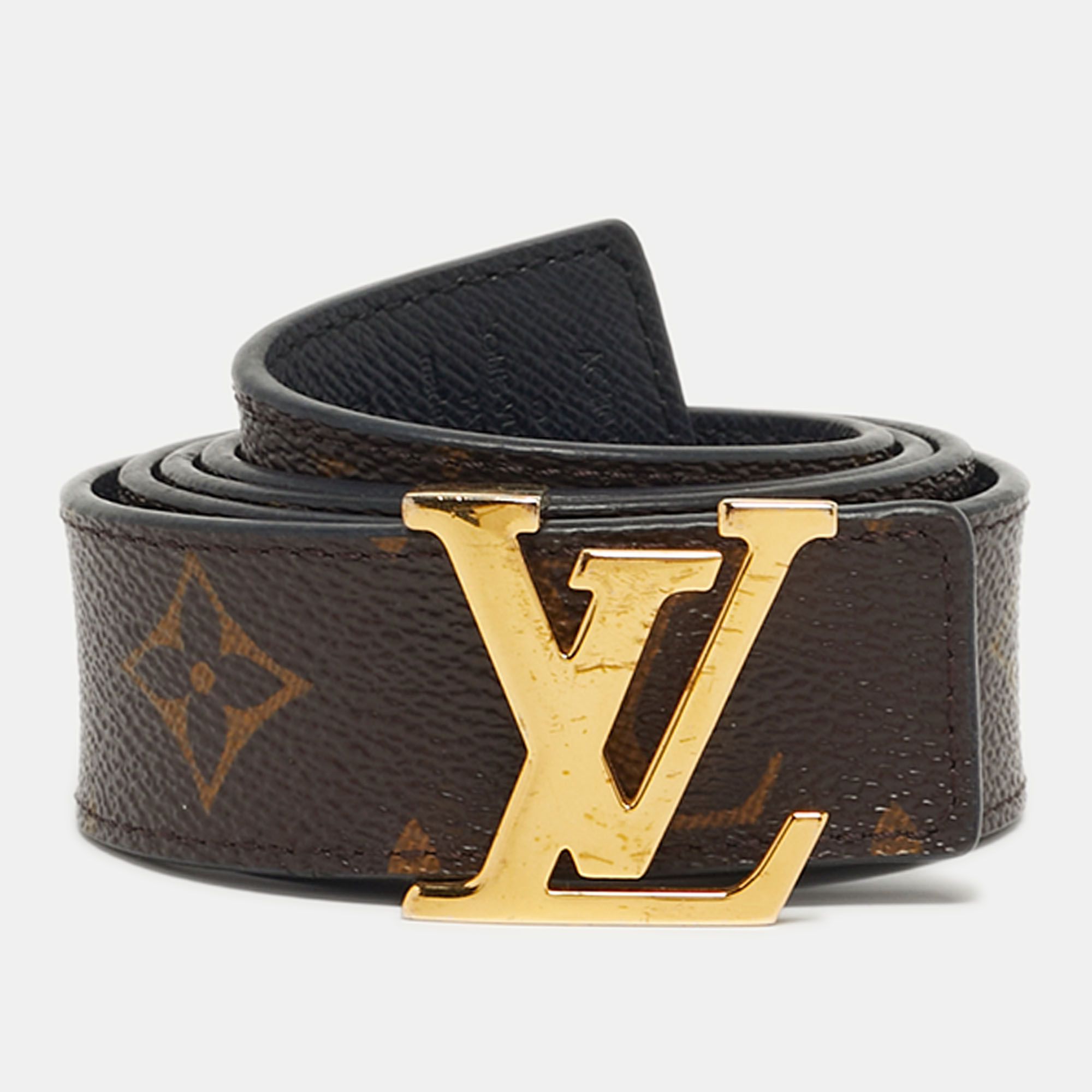 

Louis Vuitton LV Initiales  Reversible Buckle Belt Monogram Canvas, Brown