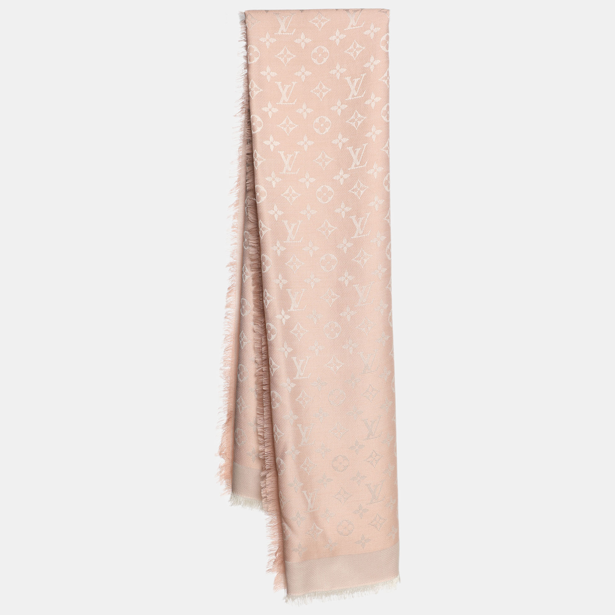 

Louis Vuitton Pink Silk and Wool Logomania Shine Scarf