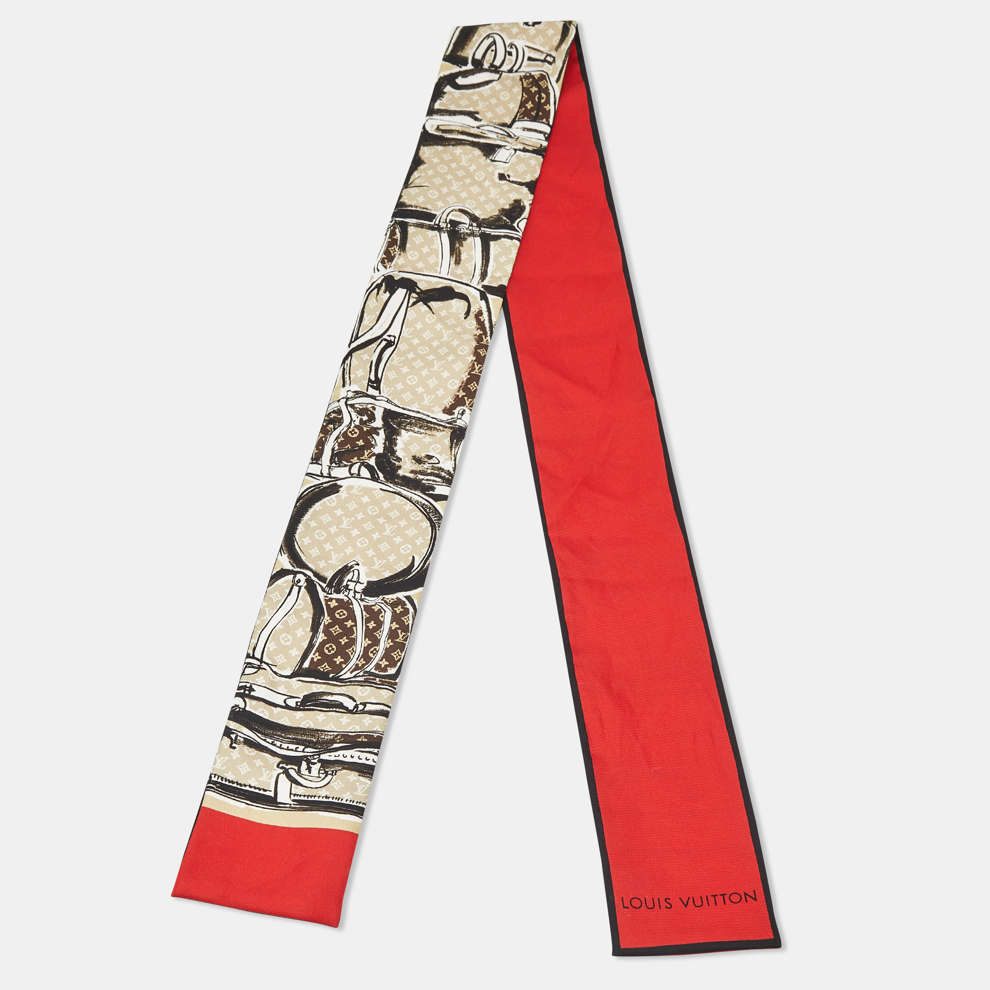 

Louis Vuitton Red Trunks Print Silk Bandeau