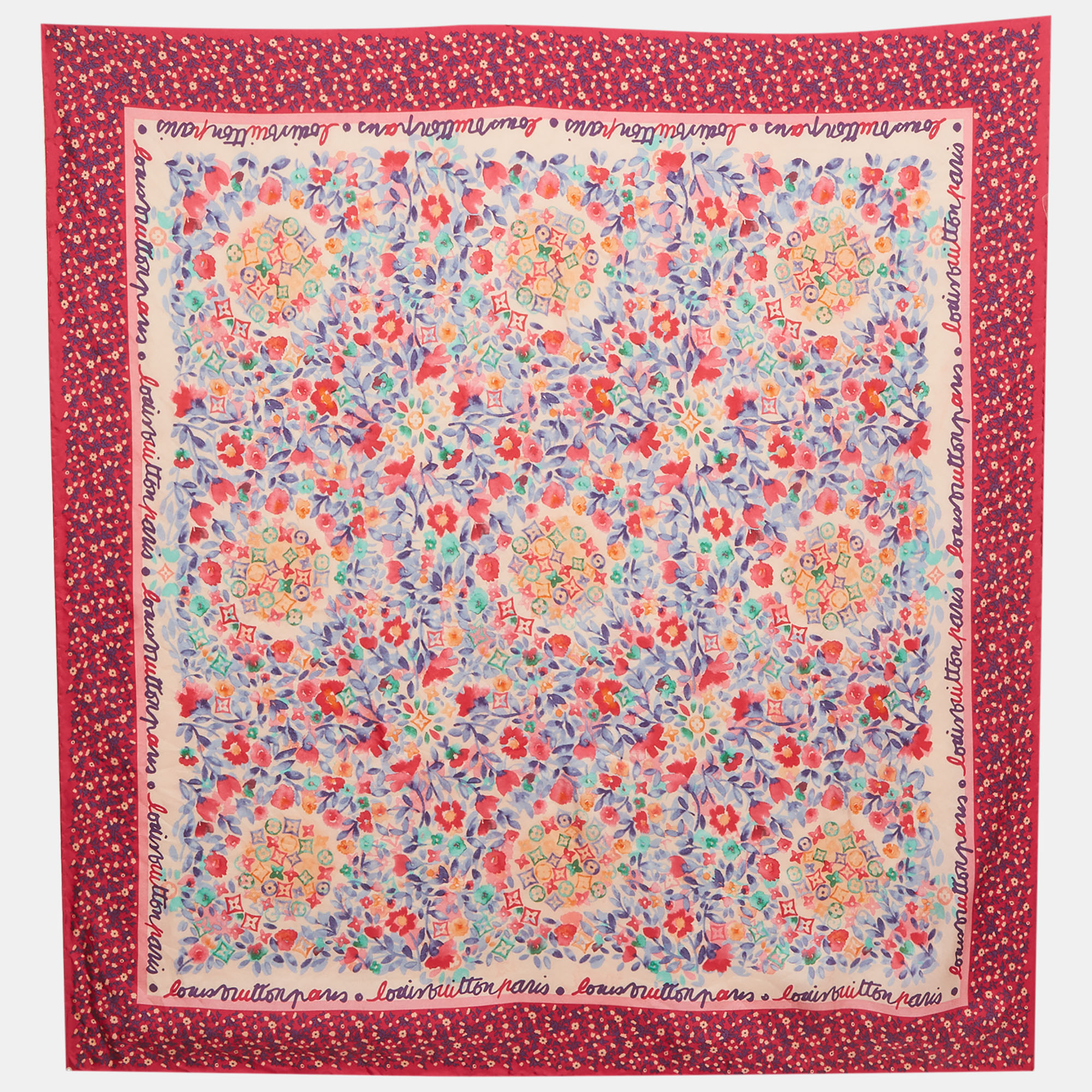 

Louis Vuitton Fuchsia Pink Catania Floral Print Silk Scarf