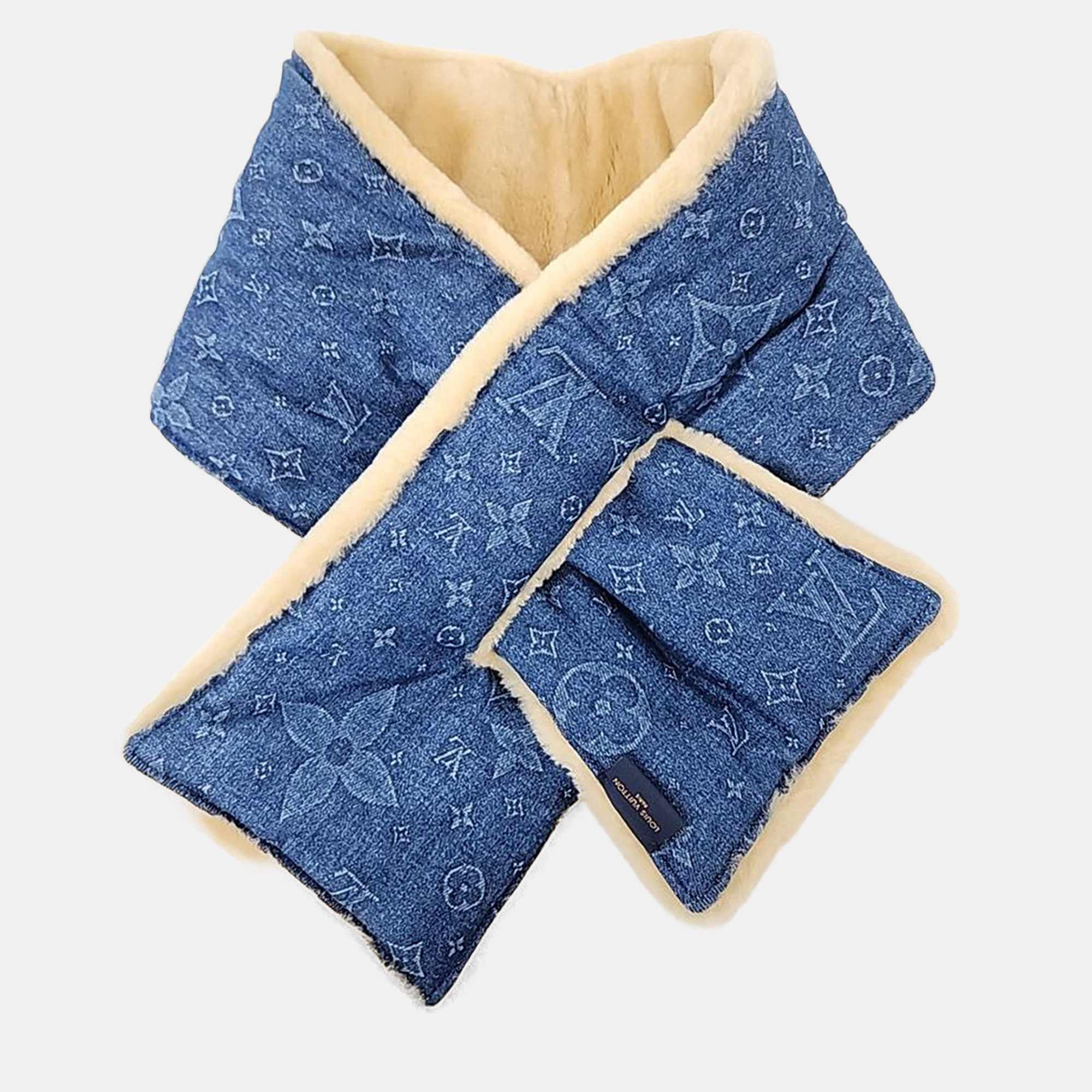 

Louis Vuitton Shearling Blue/Beige Monogram Muffler M77144