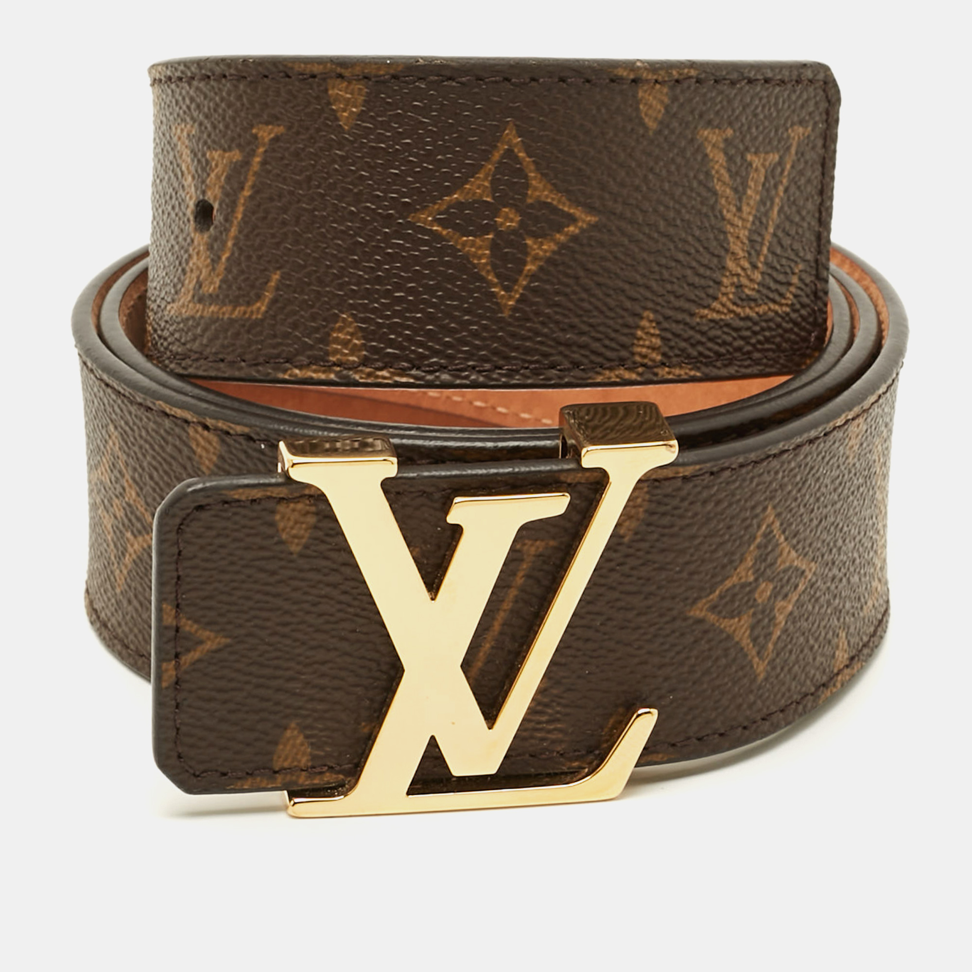 

Louis Vuitton LV Initiales  Buckle Belt Monogram Canvas, Brown