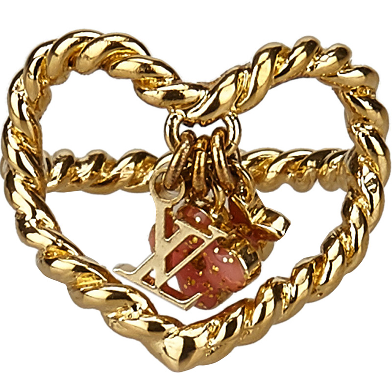 Louis Vuitton Gold and Red Heart Ring