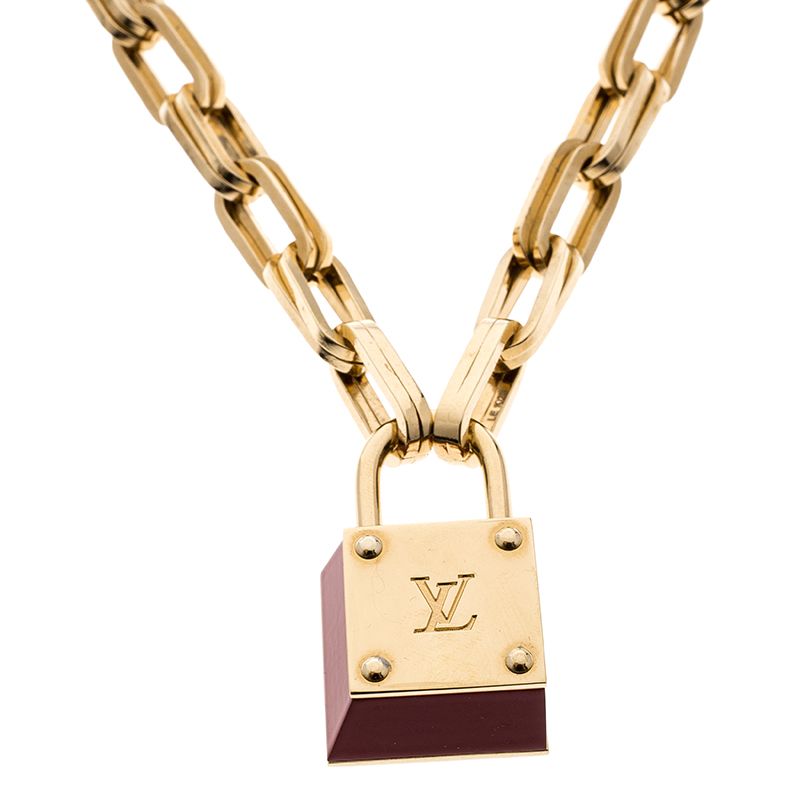 Louis Vuitton Lock'N'Roll Red Enamel Gold Tone Necklace Louis Vuitton | TLC