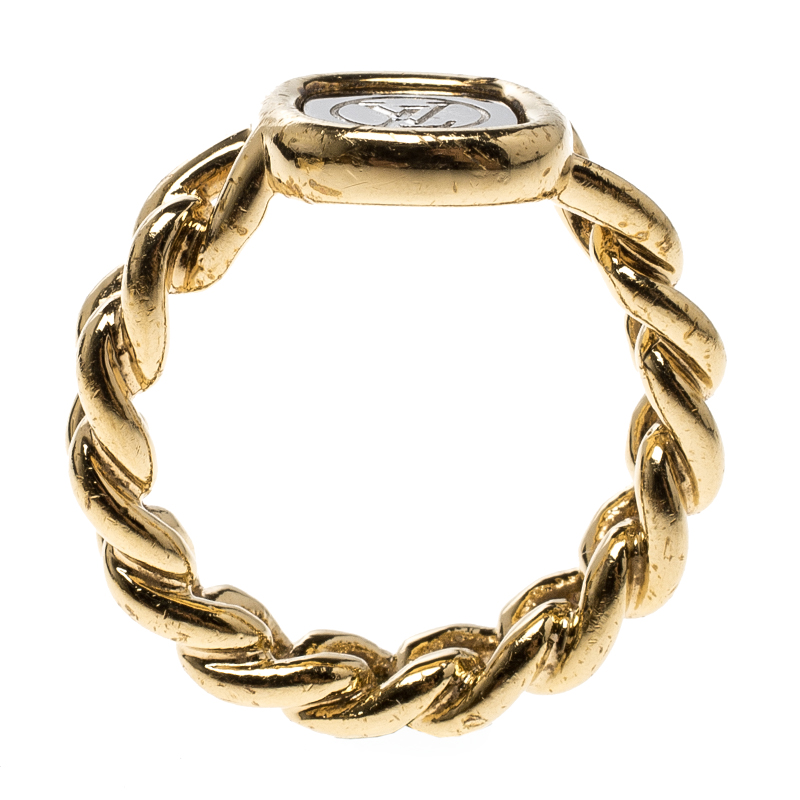 LOUIS VUITTON Chain ID Ring Medium 6.5 Gold 171941