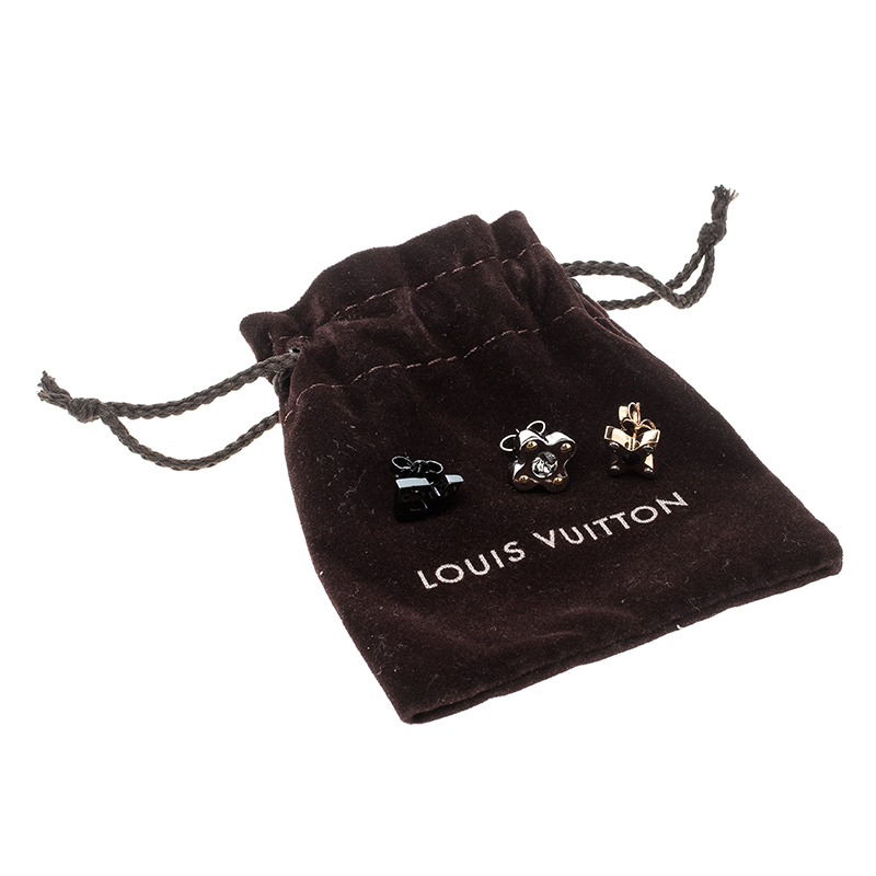 Louis Vuitton Three Tone Love Letters Set of Three Earrings
